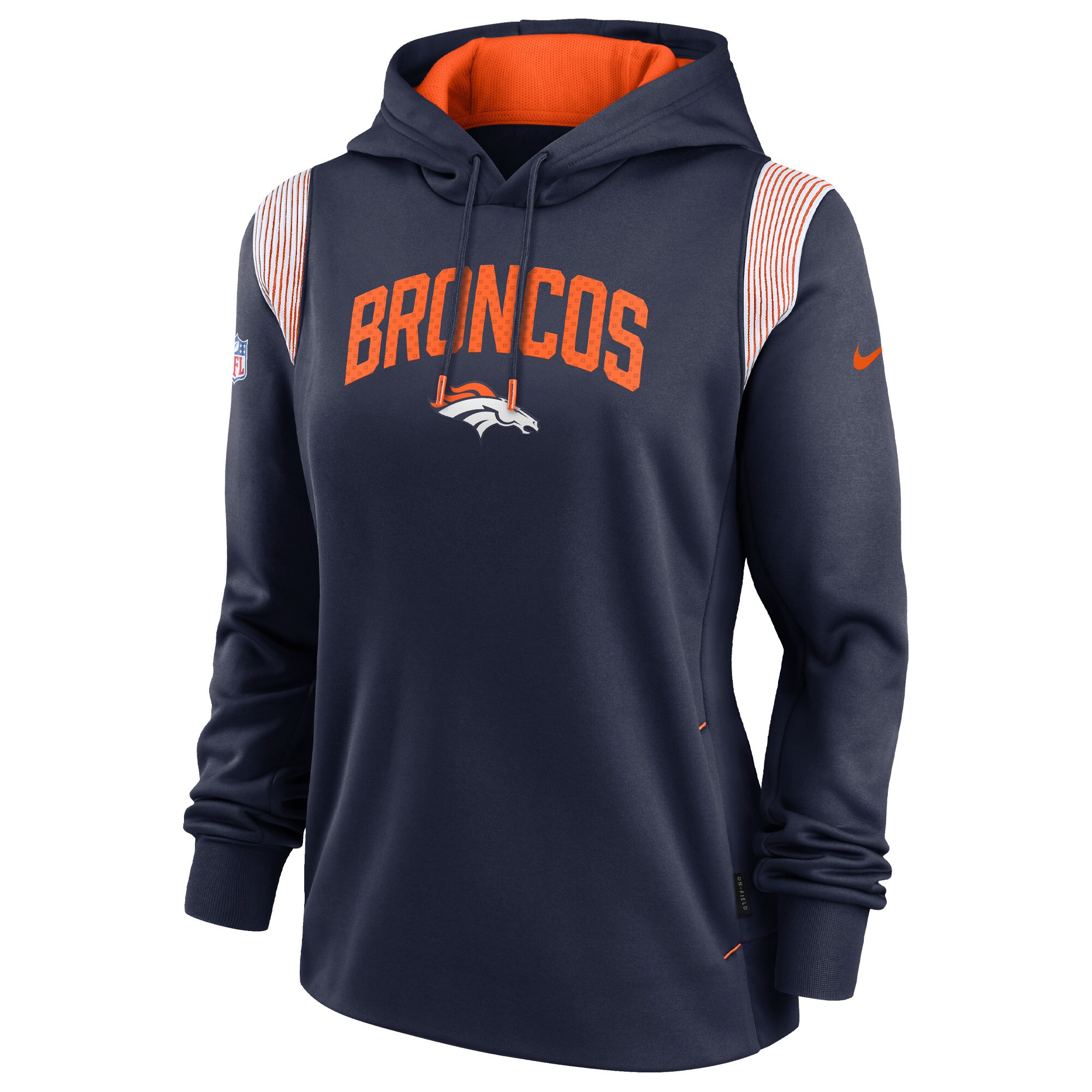 Denver Broncos Women's Sideline Stack Performance Pullover Hoodie - Navy