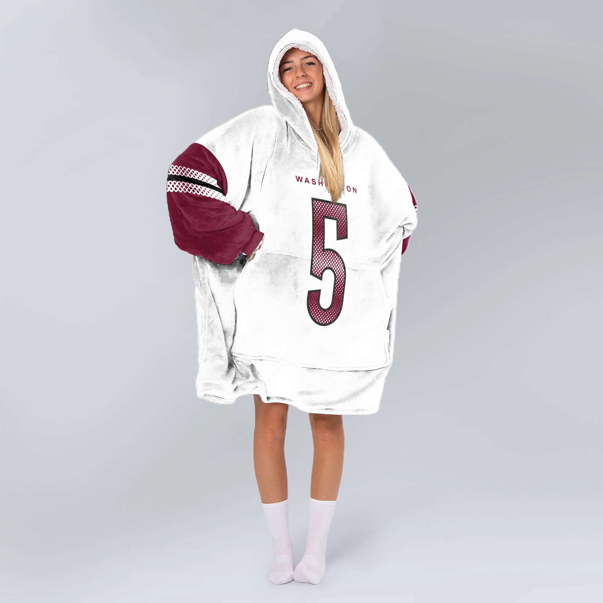 Adult 5 Washington Football Unisex Blanket Hoodie