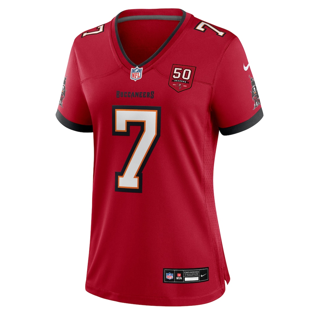 Bucky Irving #7 Tampa Bay Buccaneers Women's 50th Season Team Game Jersey - Red