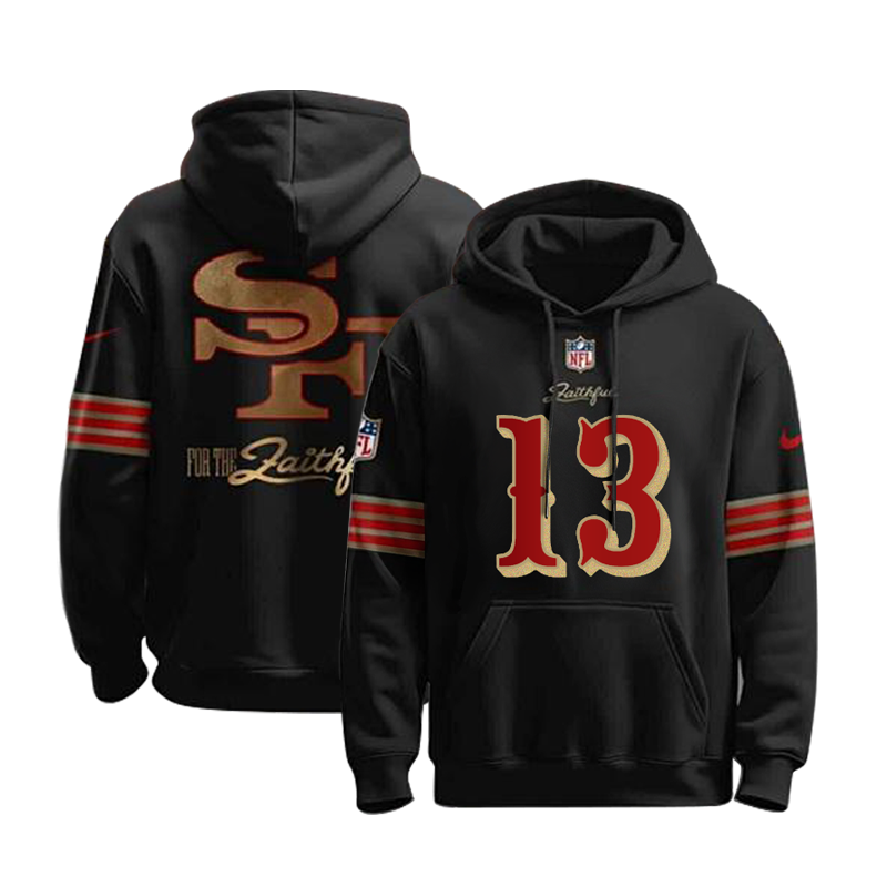 Men's San Francisco 49ers 49ers #13 Brock Purdy Black Stitched Hoodie