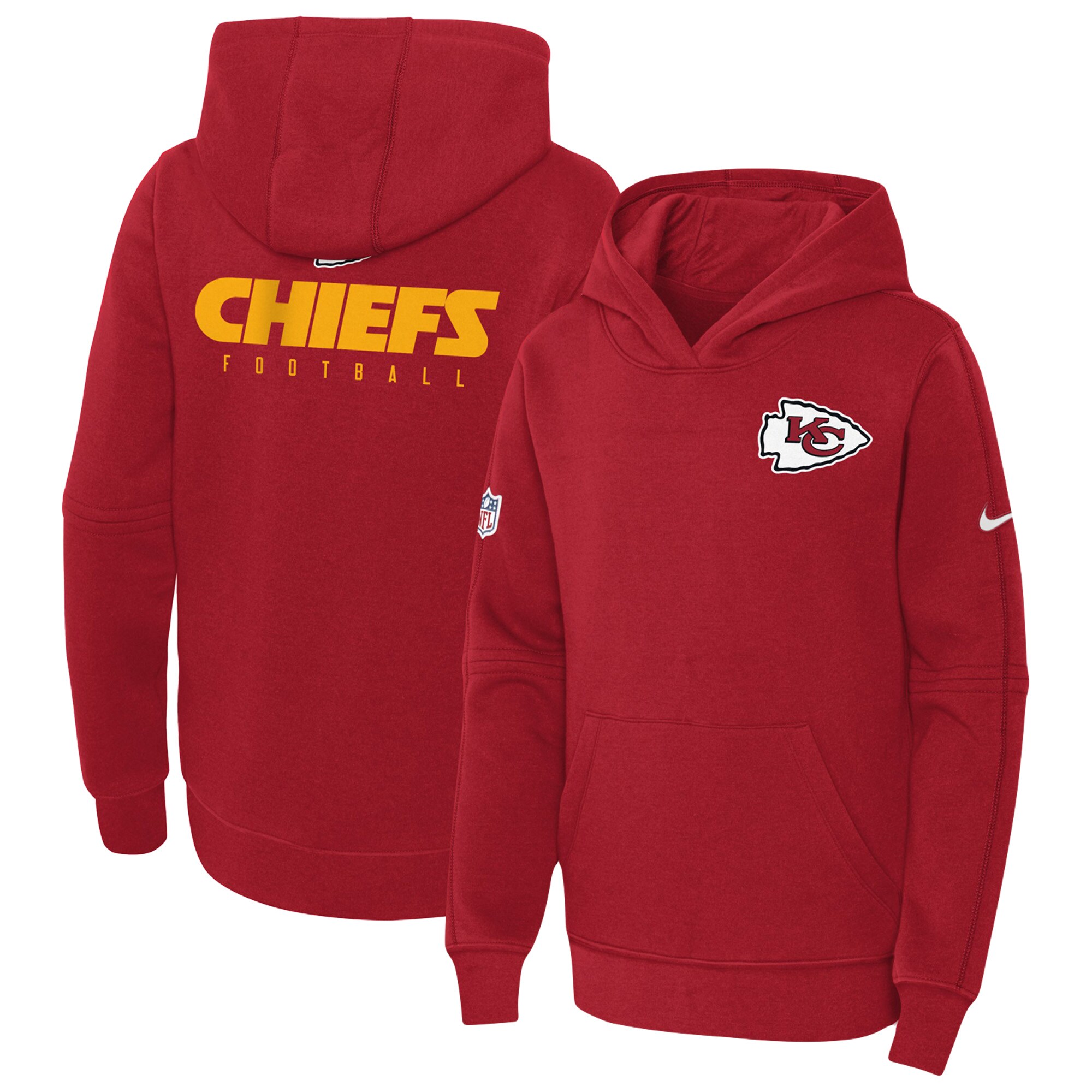 Kansas City Chiefs  Youth 2023 Sideline Club Fleece Pullover Hoodie - Red