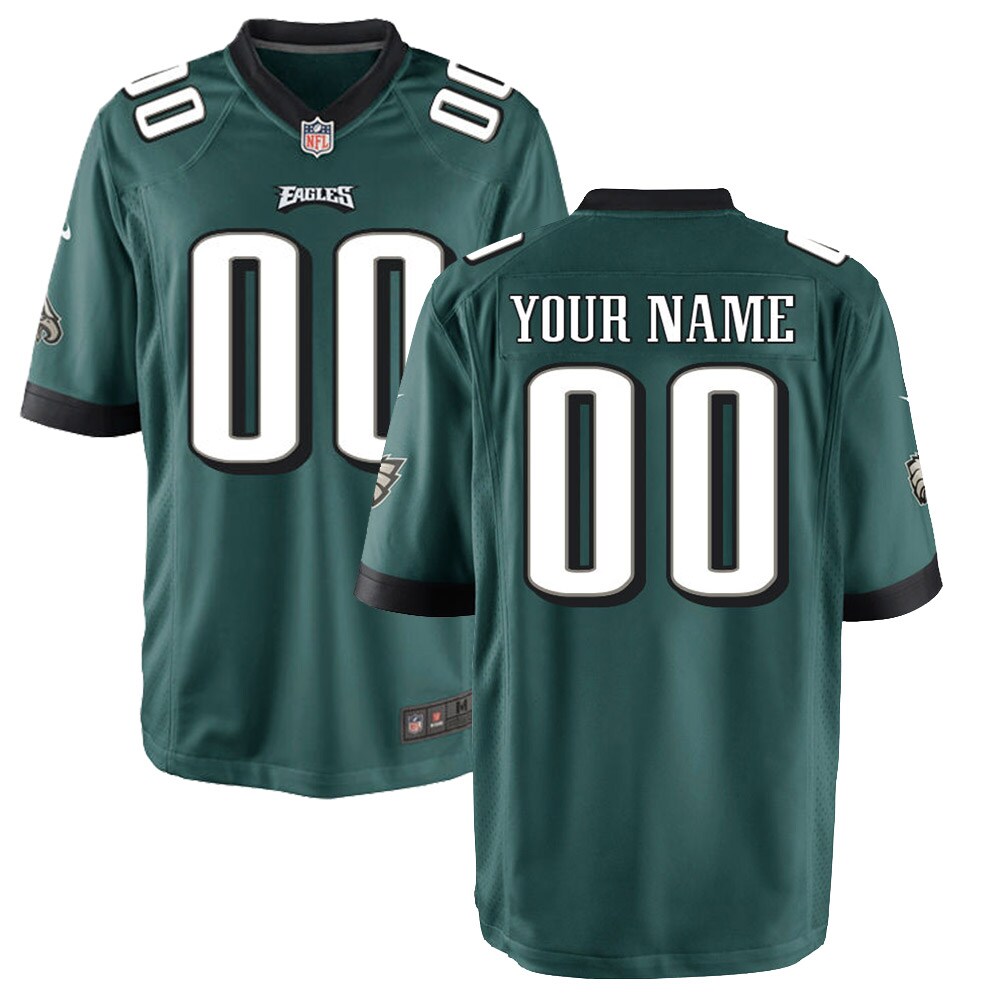 Philadelphia Eagles  Youth Custom Game Jersey - Midnight Green