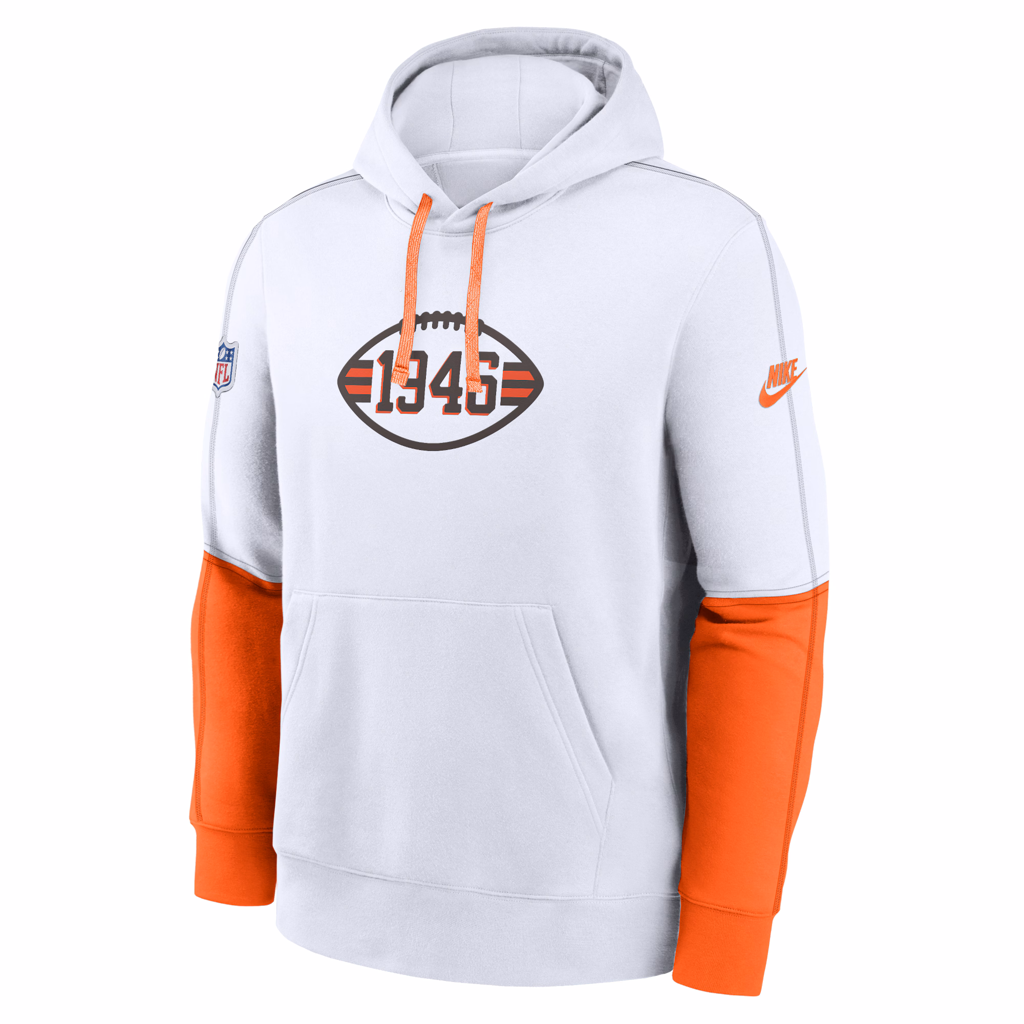 Cleveland Browns  Throwback Logo Club Tri-Blend Pullover Hoodie - White