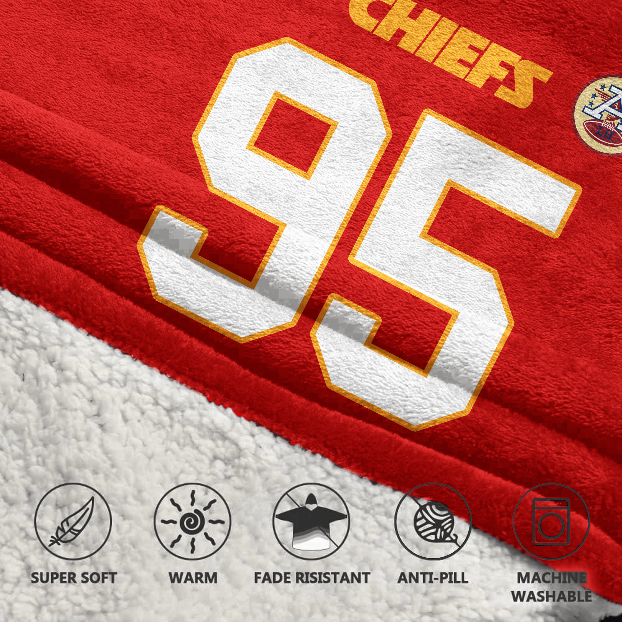 Adult C.J 95 Kansas City Football Unisex Blanket Hoodie