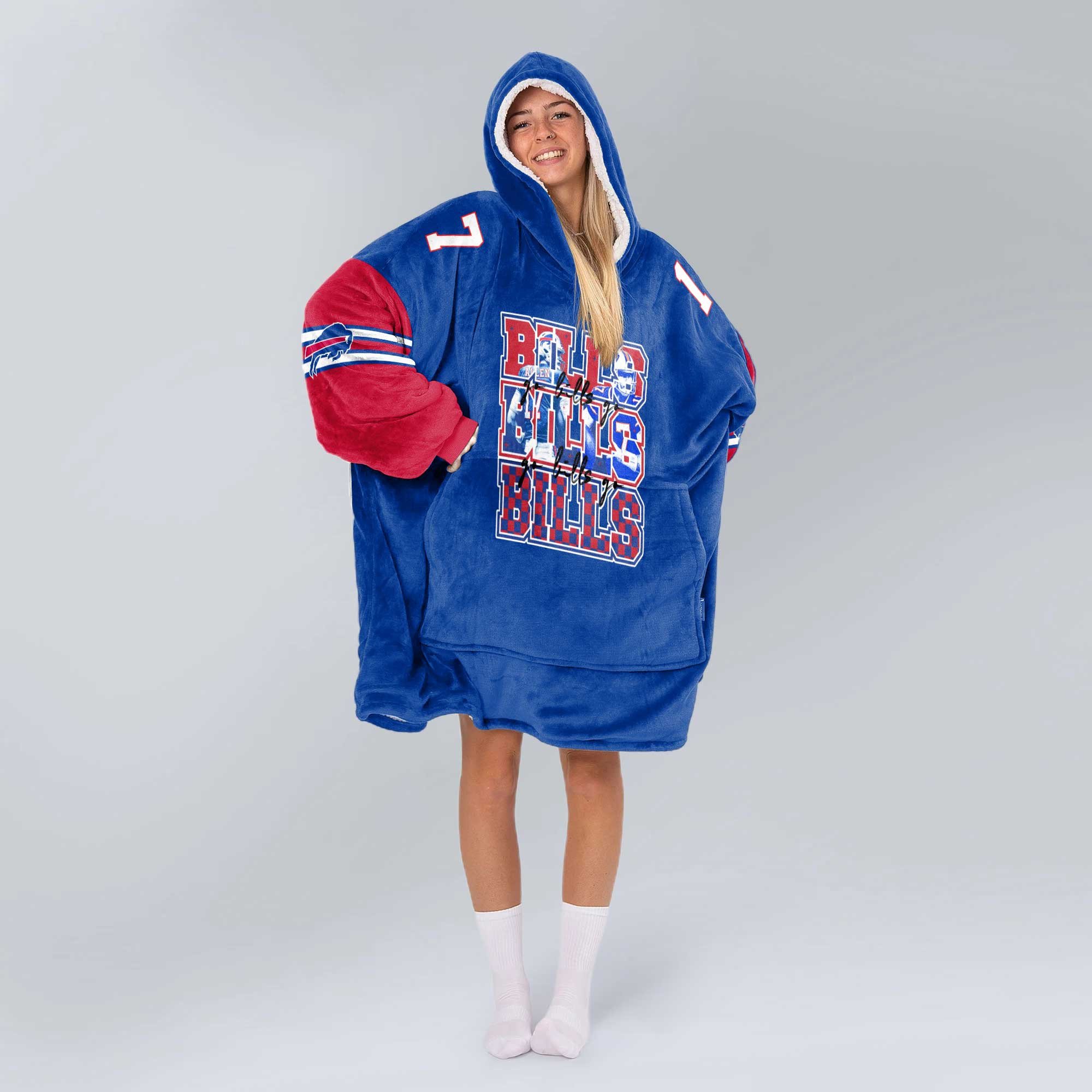 Adult Buffalo Football Unisex Blanket Hoodie