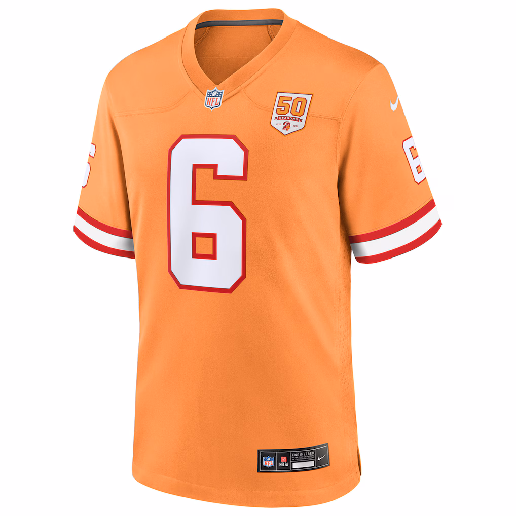 Baker Mayfield #6 '76 Tampa Bay Buccaneers 50th Season Game Jersey - Creamsicle