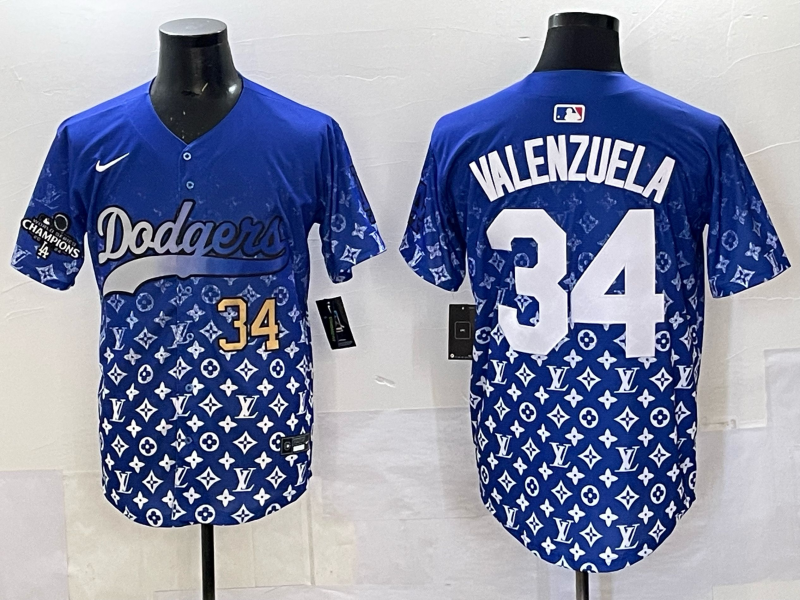 Men's #34 Fernando Valenzuela Los Angeles Dodgers 2025 Custom Cool Jersey