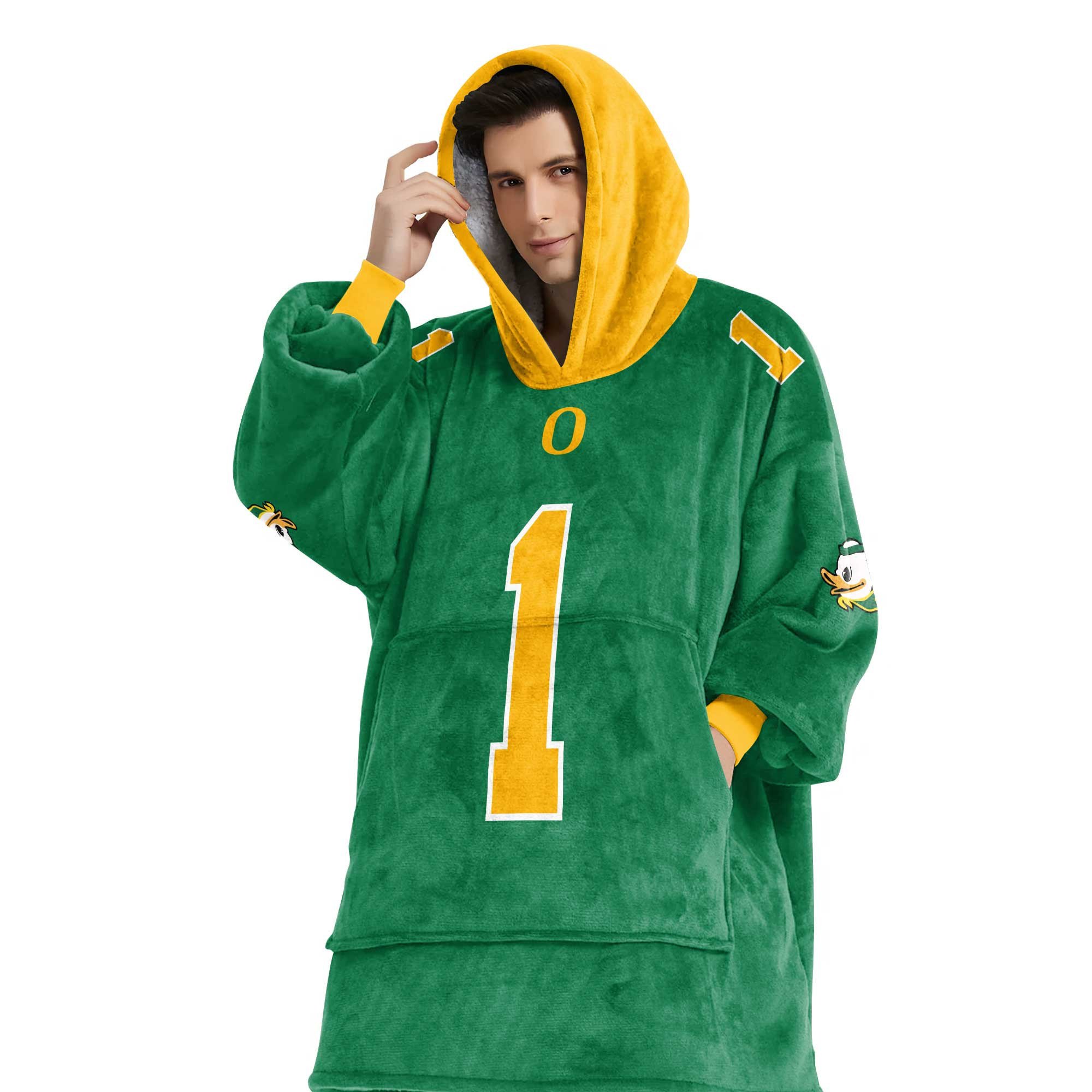 Adult 1 Oregon Football Unisex Blanket Hoodie