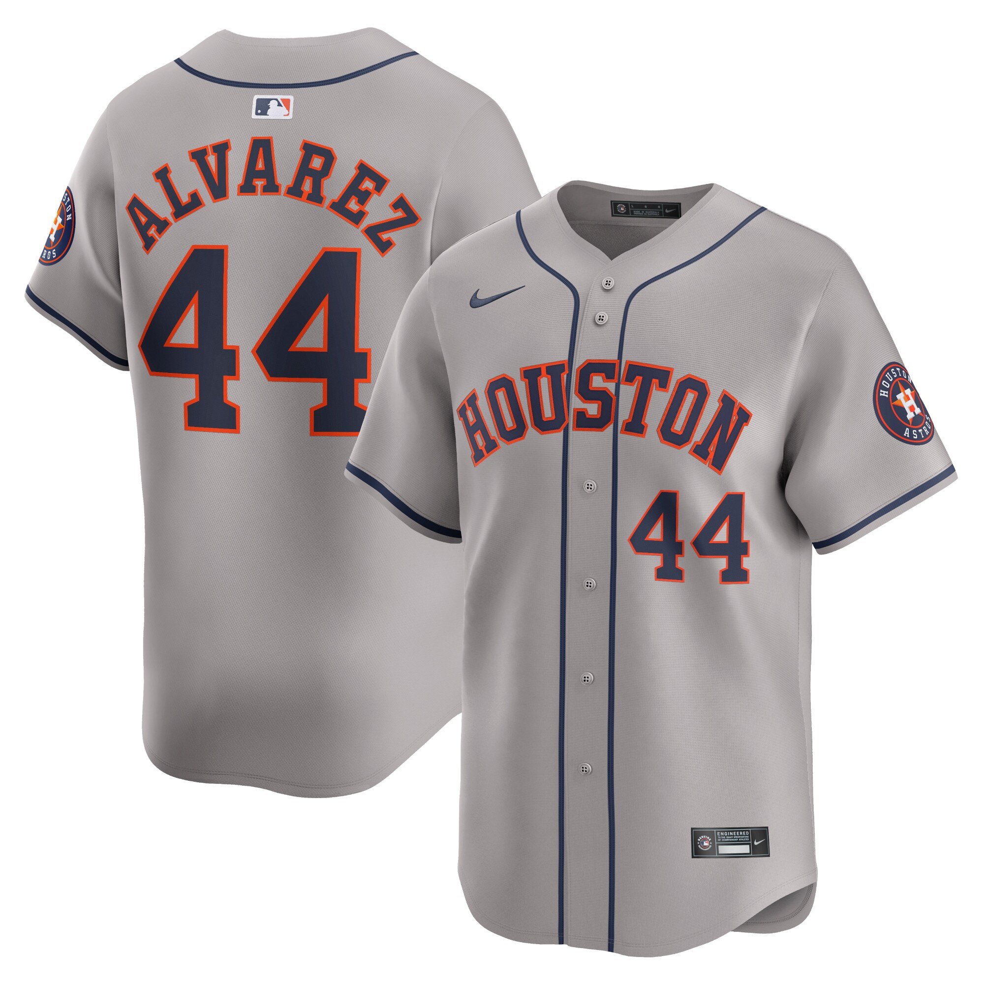 Men's Houston Astros #44 Yordan Alvarez  Gray Away Limited Player Jersey