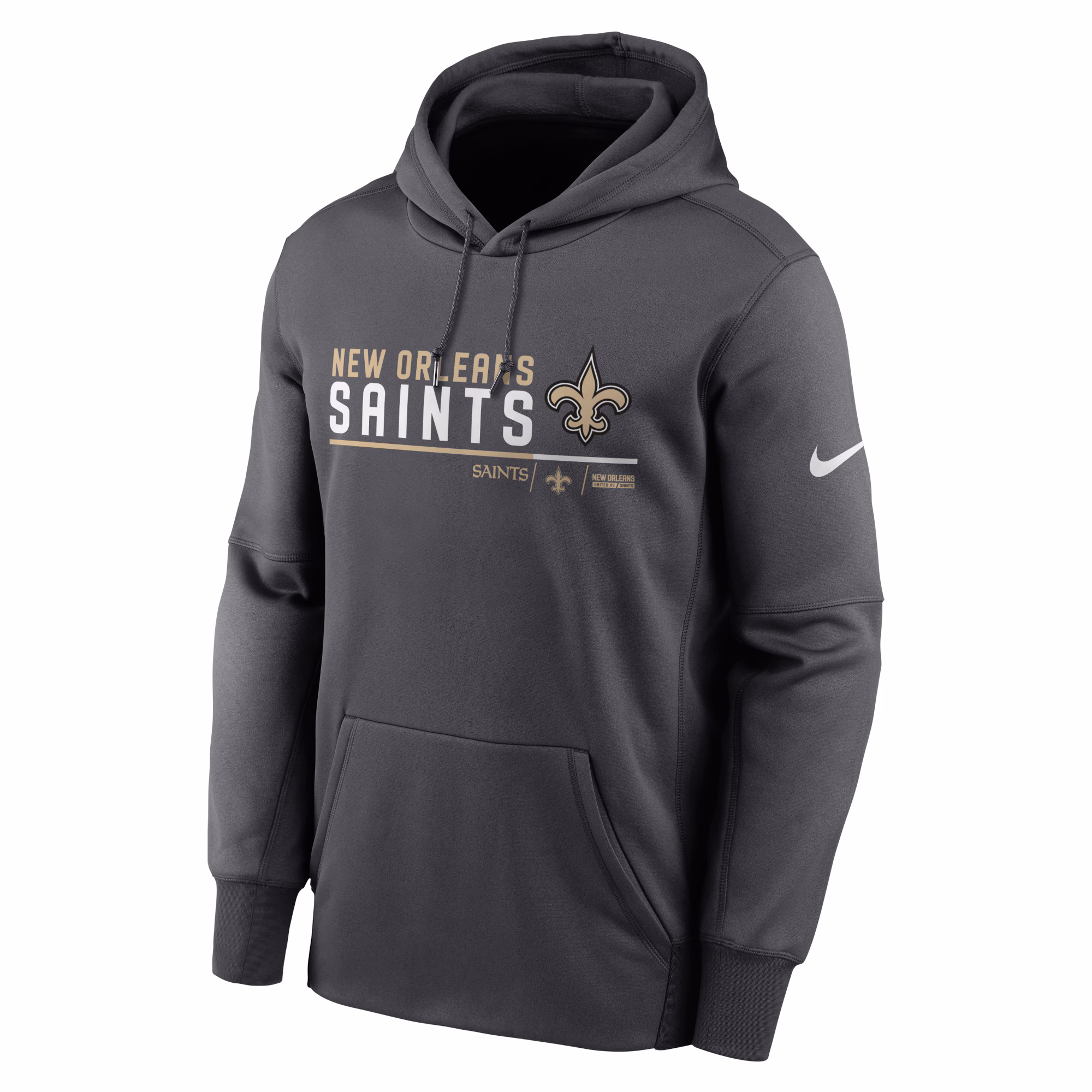 New Orleans Saints Prime Logo Name Split Pullover Hoodie - Anthracite