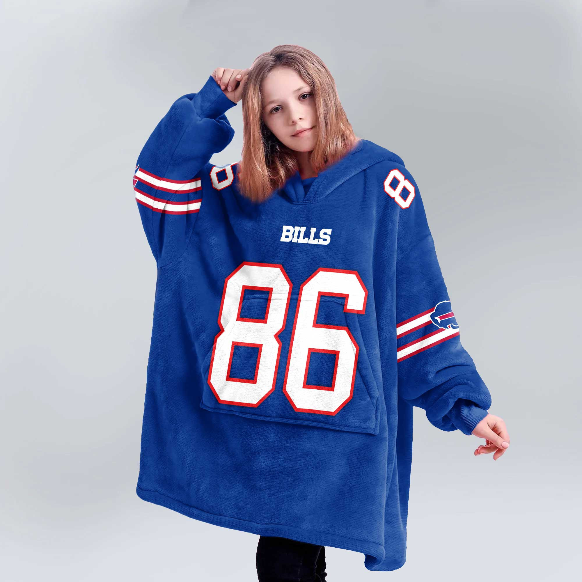 Adult 86 Buffalo Football Unisex Blanket Hoodie