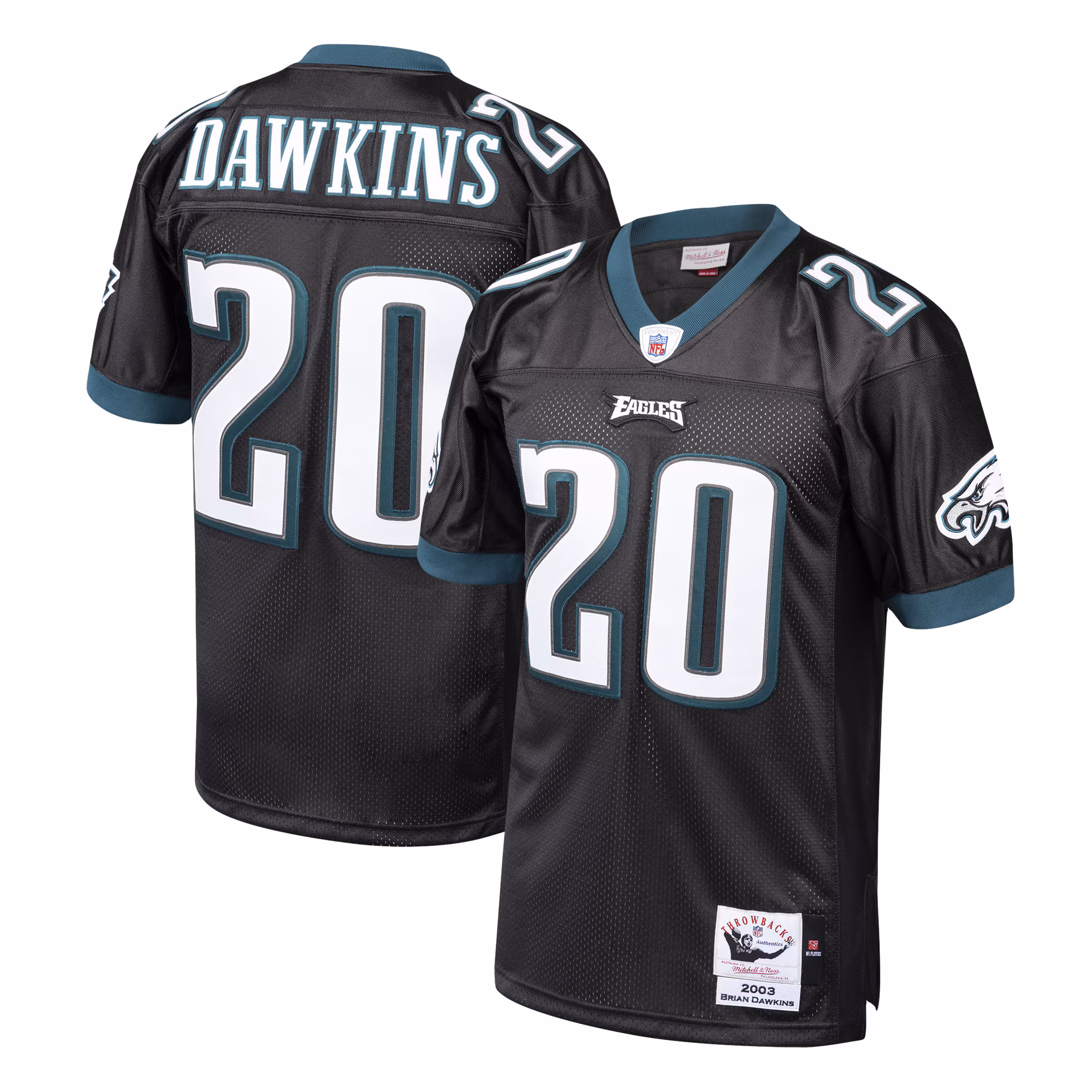 Brian Dawkins #20 Philadelphia Eagles  2003 Authentic Throwback Retired Player Jersey - Black