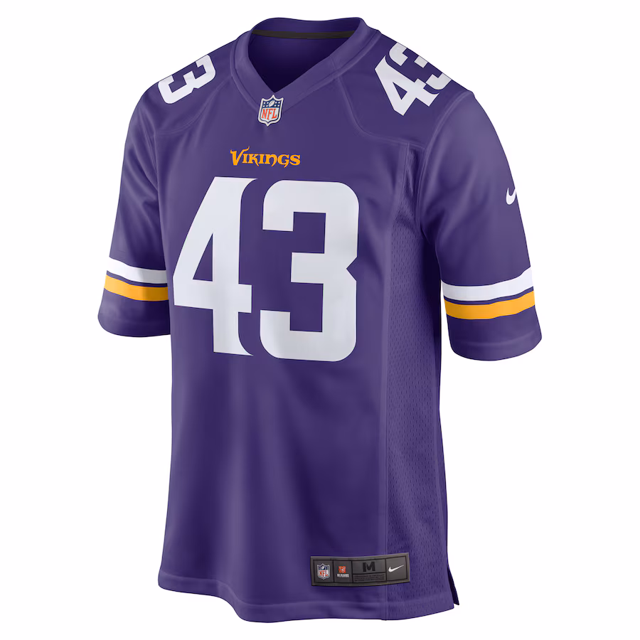 Men's Andrew Van Ginkel #43 Purple Minnesota Vikings Team Game Jersey