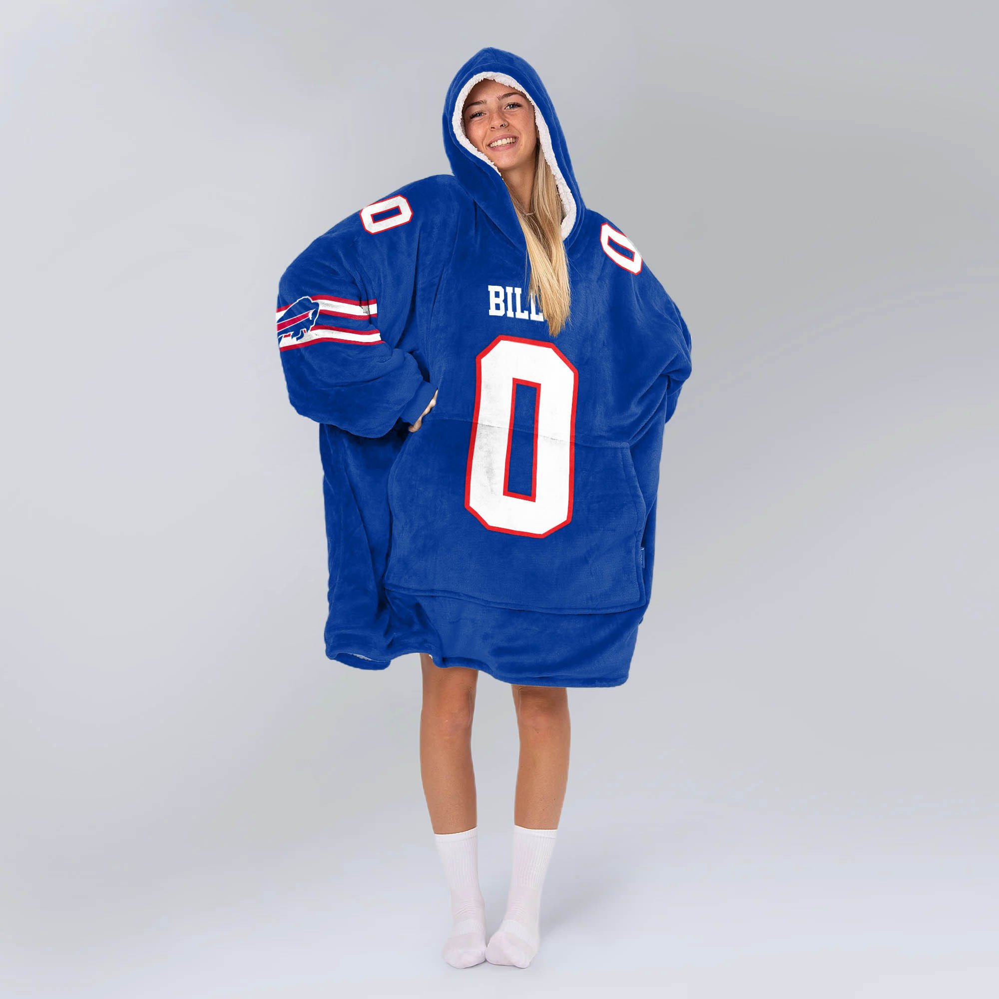 Adult 0 Buffalo Football Unisex Blanket Hoodie