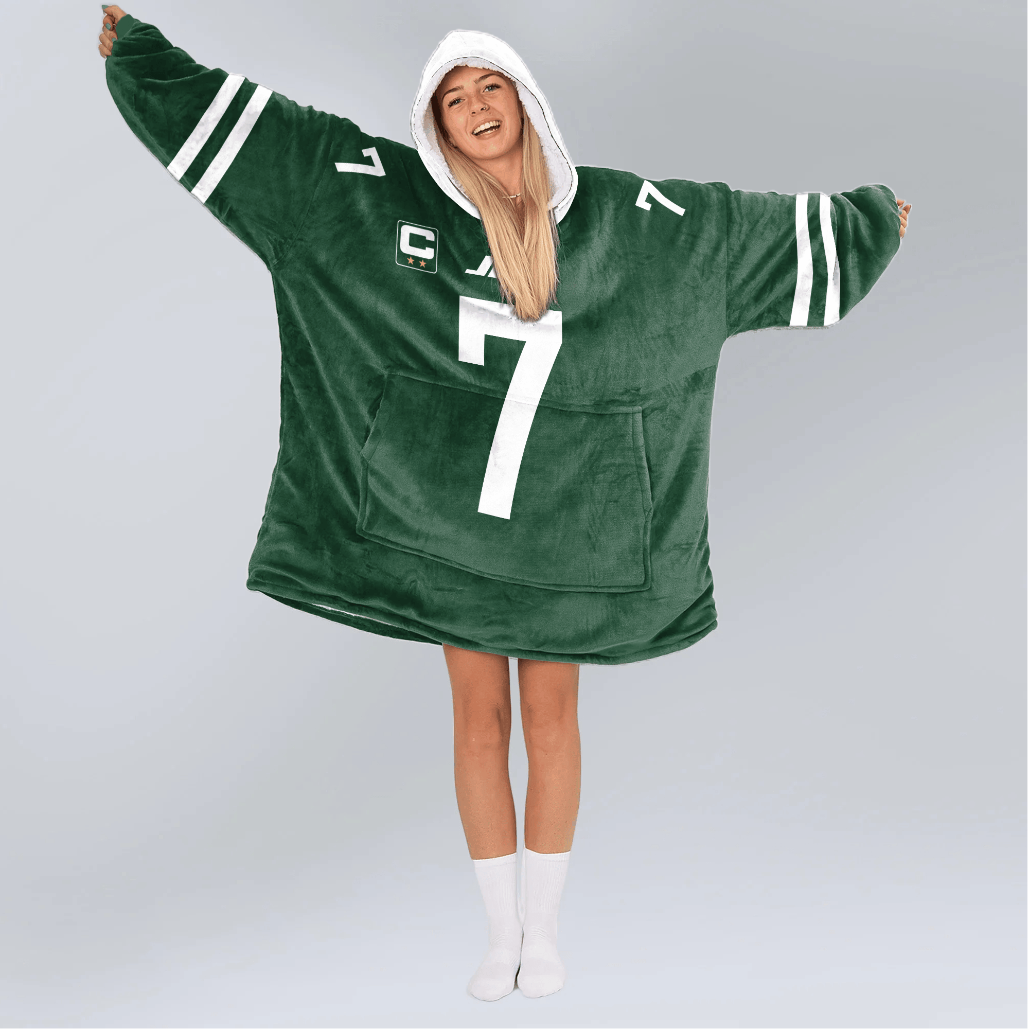 Adult J.F 7 Captain New York J Football Unisex Blanket Hoodie