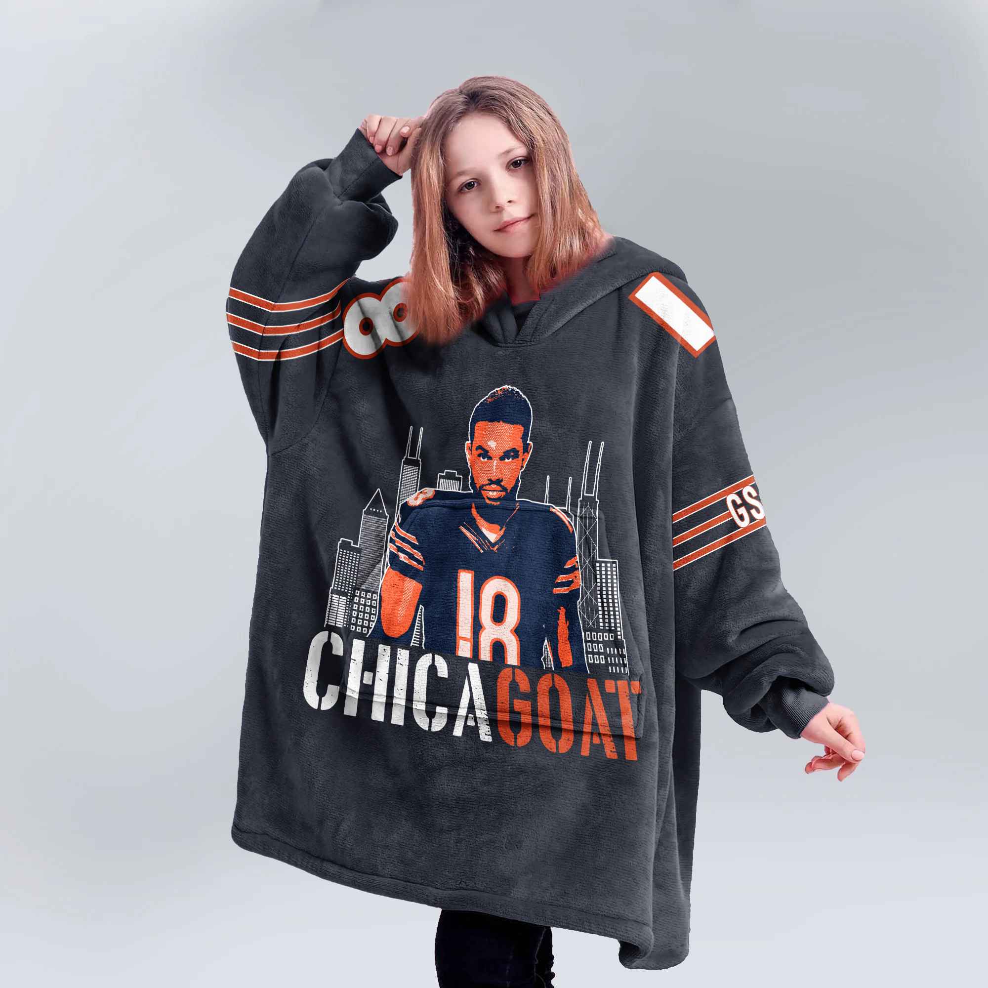 Adult Chicagoat CW 18 Chicago Football Unisex Blanket Hoodie
