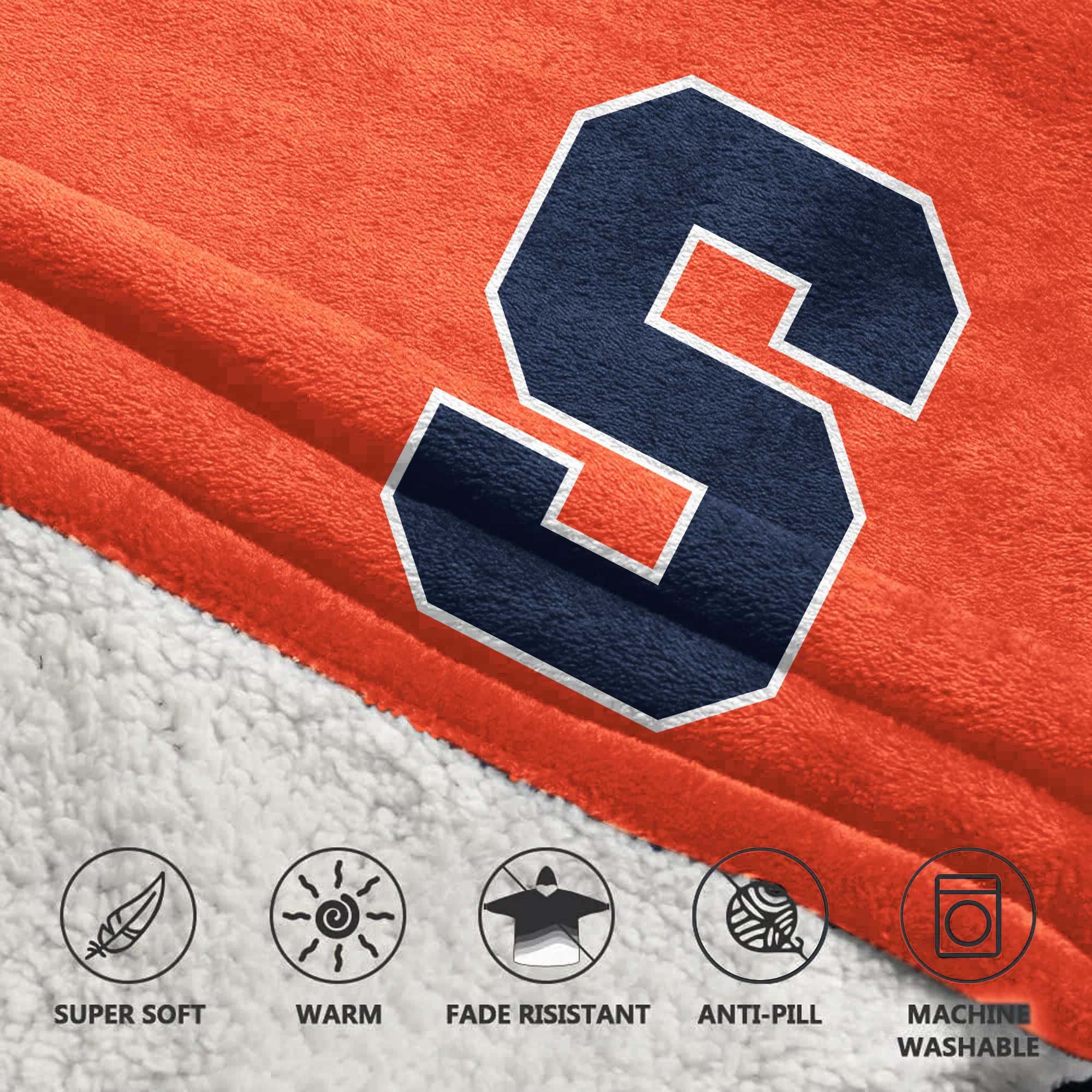 Adult #44 Navy Syracuse Football Unisex Blanket Hoodie