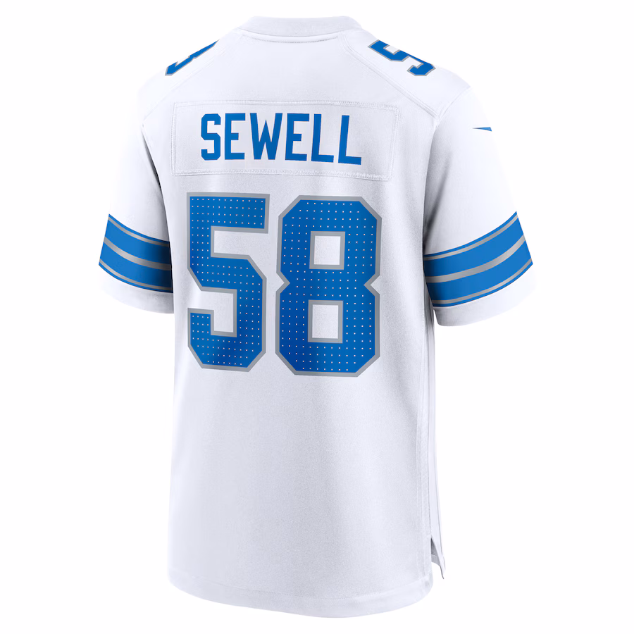 Men's Penei Sewell #58 White Detroit Lions Game Jersey