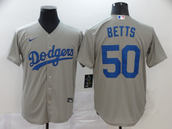 Men's Los Angeles Dodgers #50 Mookie Betts Gray Stitched MLB Cool Base  Jersey
