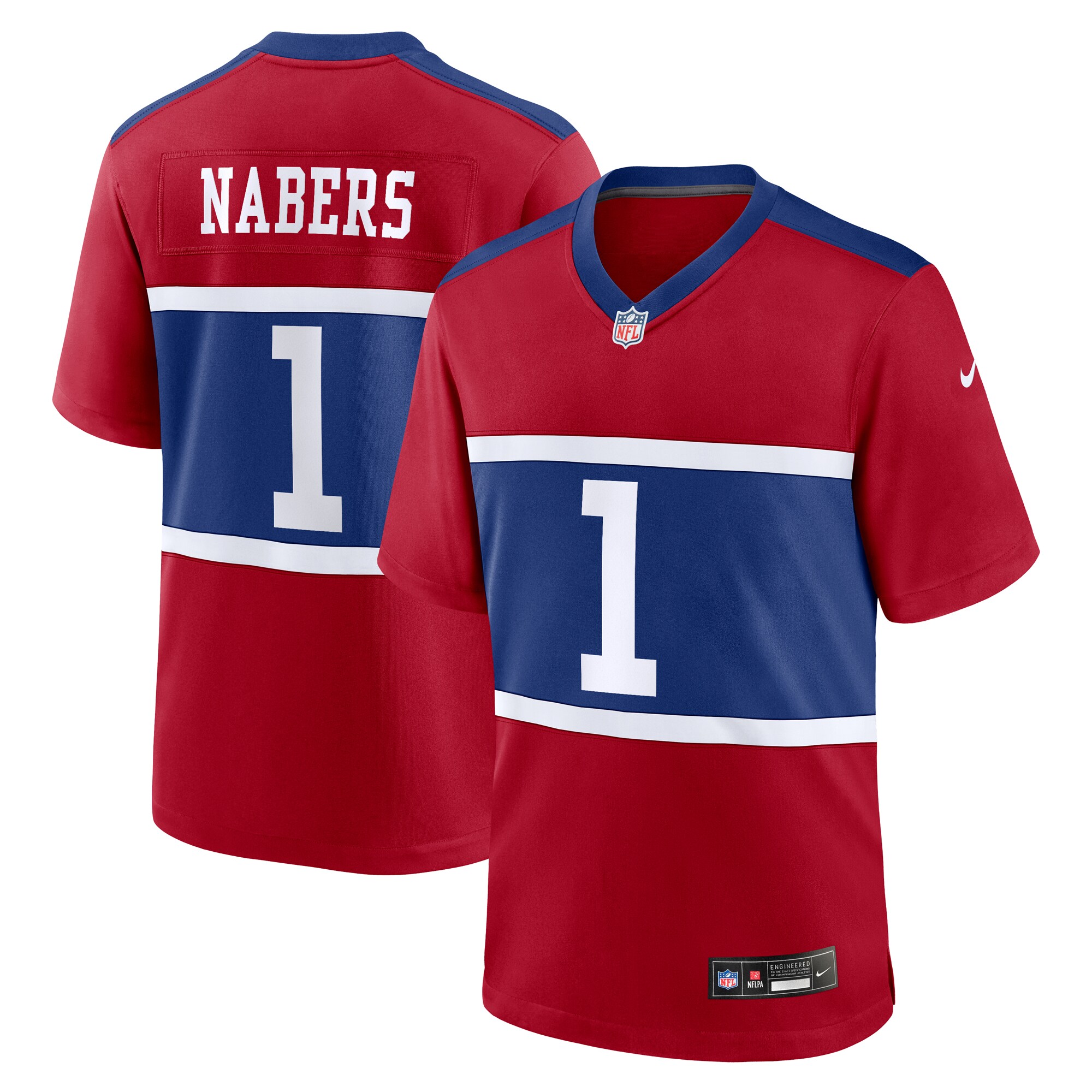 Malik Nabers #1 New York Giants 2025 NFL Youth Alternate Player Game Jersey - Century Red