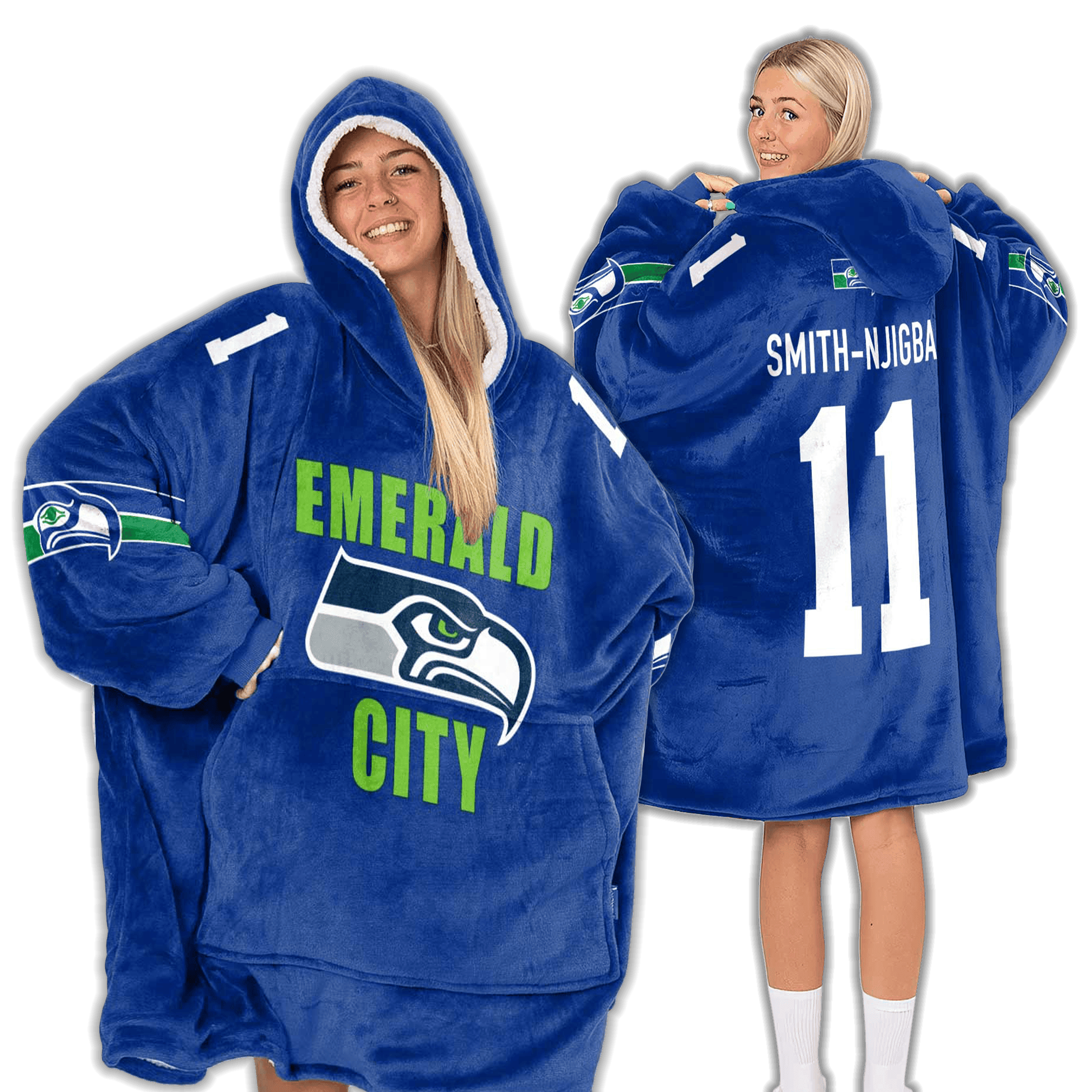 Adult Emerald City 11 Seattle Football Unisex Blanket Hoodie