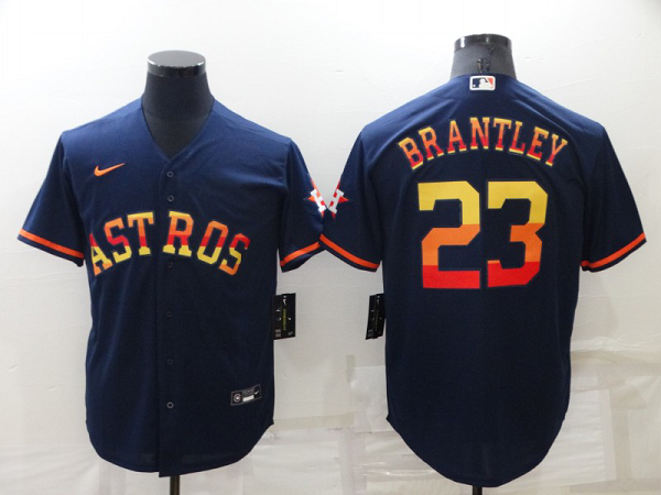 Men's Houston Astros #23 Michael Brantley Navy Blue Rainbow Stitched MLB Cool Base  Jersey