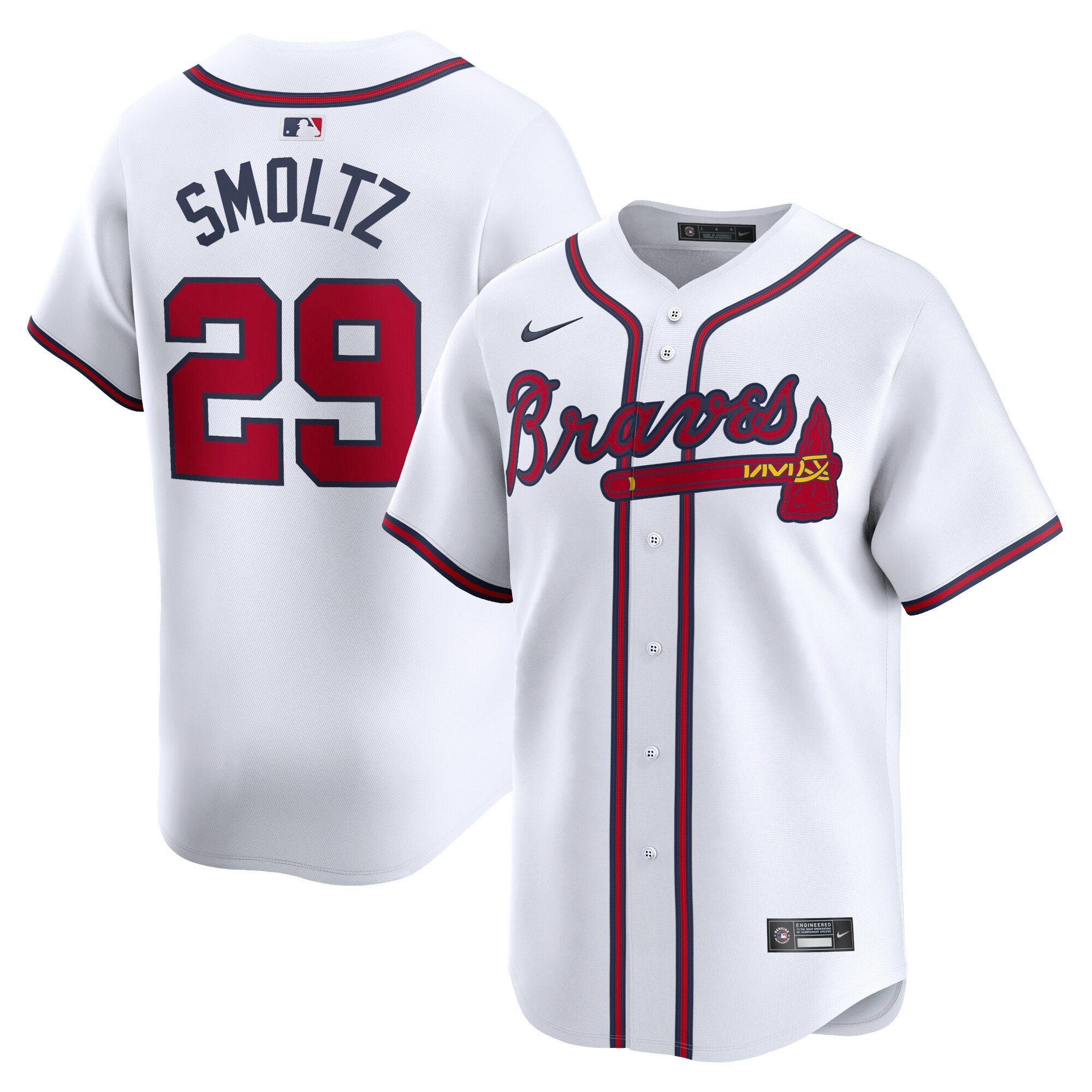 Men's Atlanta Braves #29 John Smoltz  White Home Limited Player Jersey
