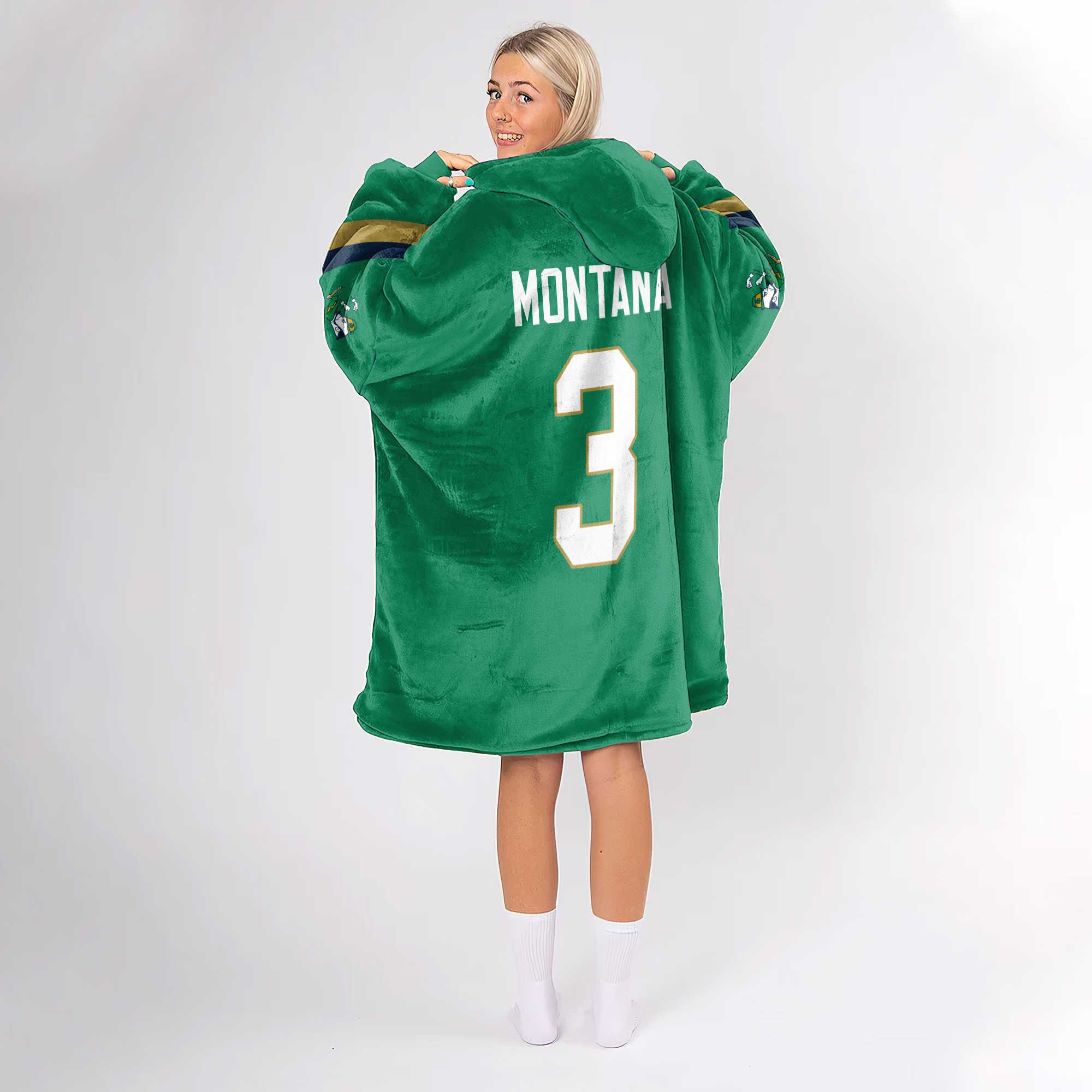 Adult 3 Notre Dame Football Unisex Blanket Hoodie