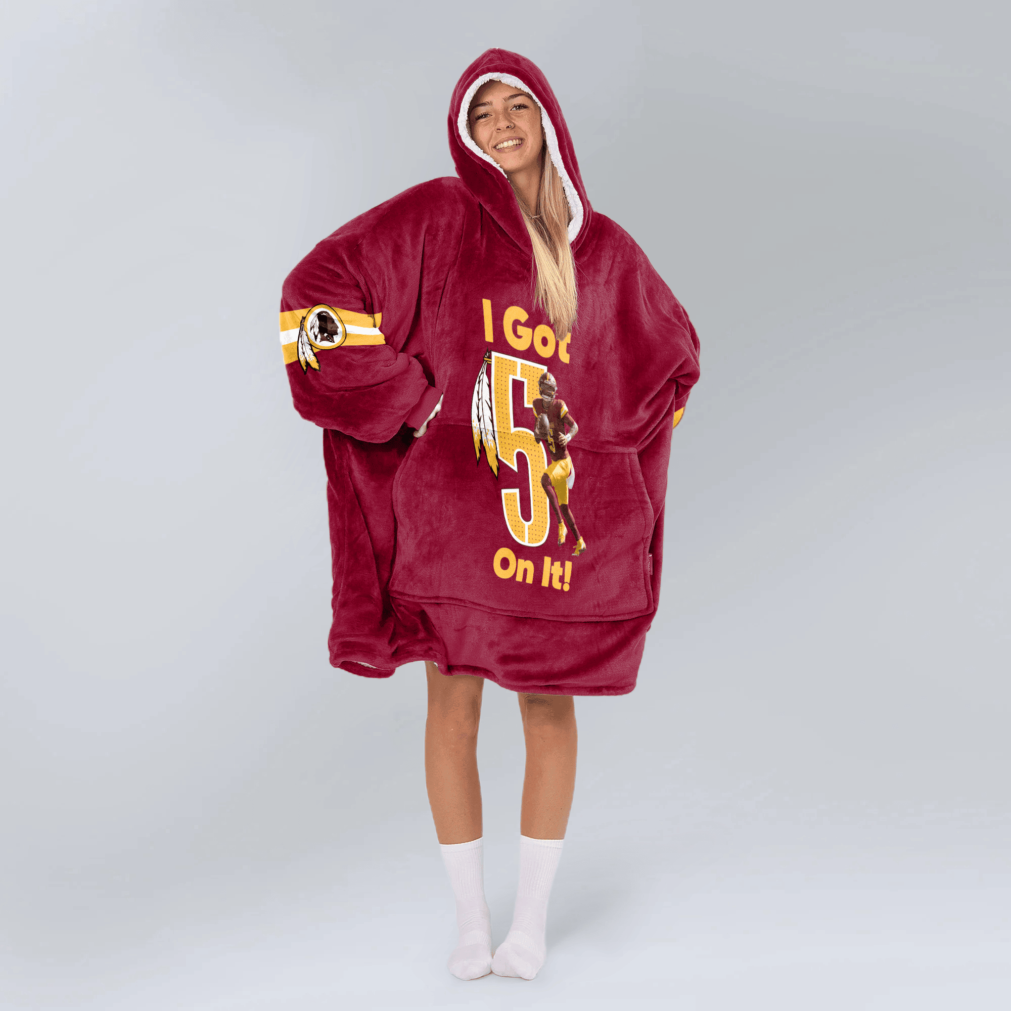 Adult J.D 5 Washington Football Unisex Blanket Hoodie