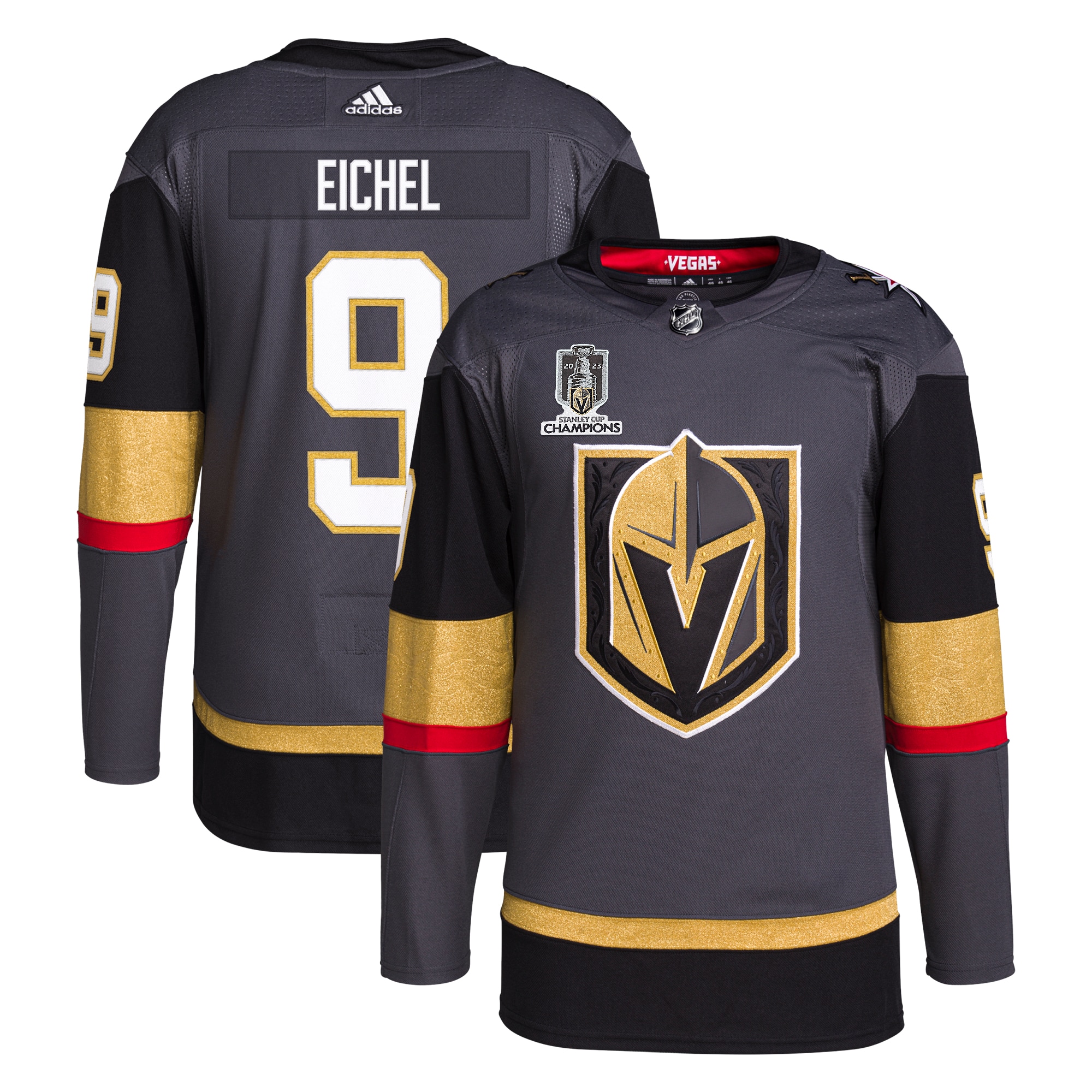 Jack Eichel Vegas Golden Knights  2023 Stanley Cup Champions Authentic Alternate Player Jersey - Gray