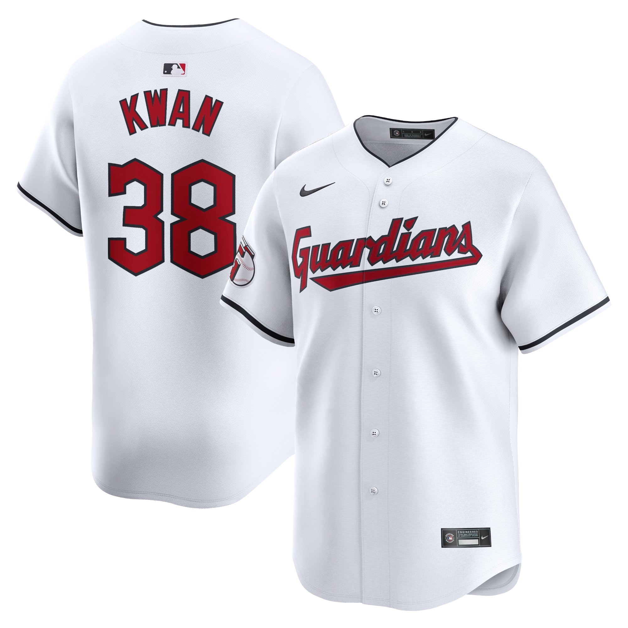 Men's Cleveland Guardians #38 Steven Kwan  White Home Limited Player Jersey