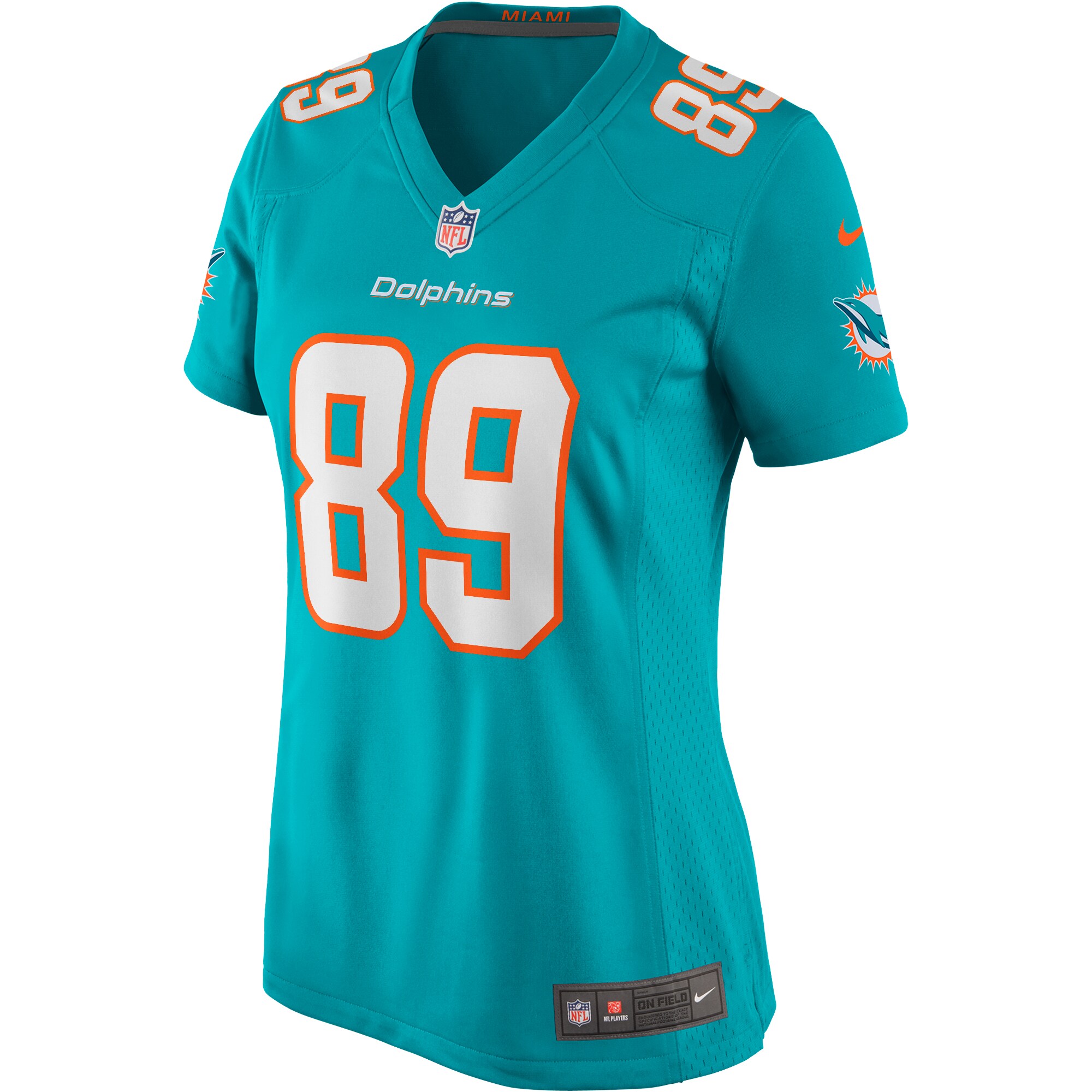 Nat Moore Miami Dolphins Women's Game Retired Player Jersey - Aqua