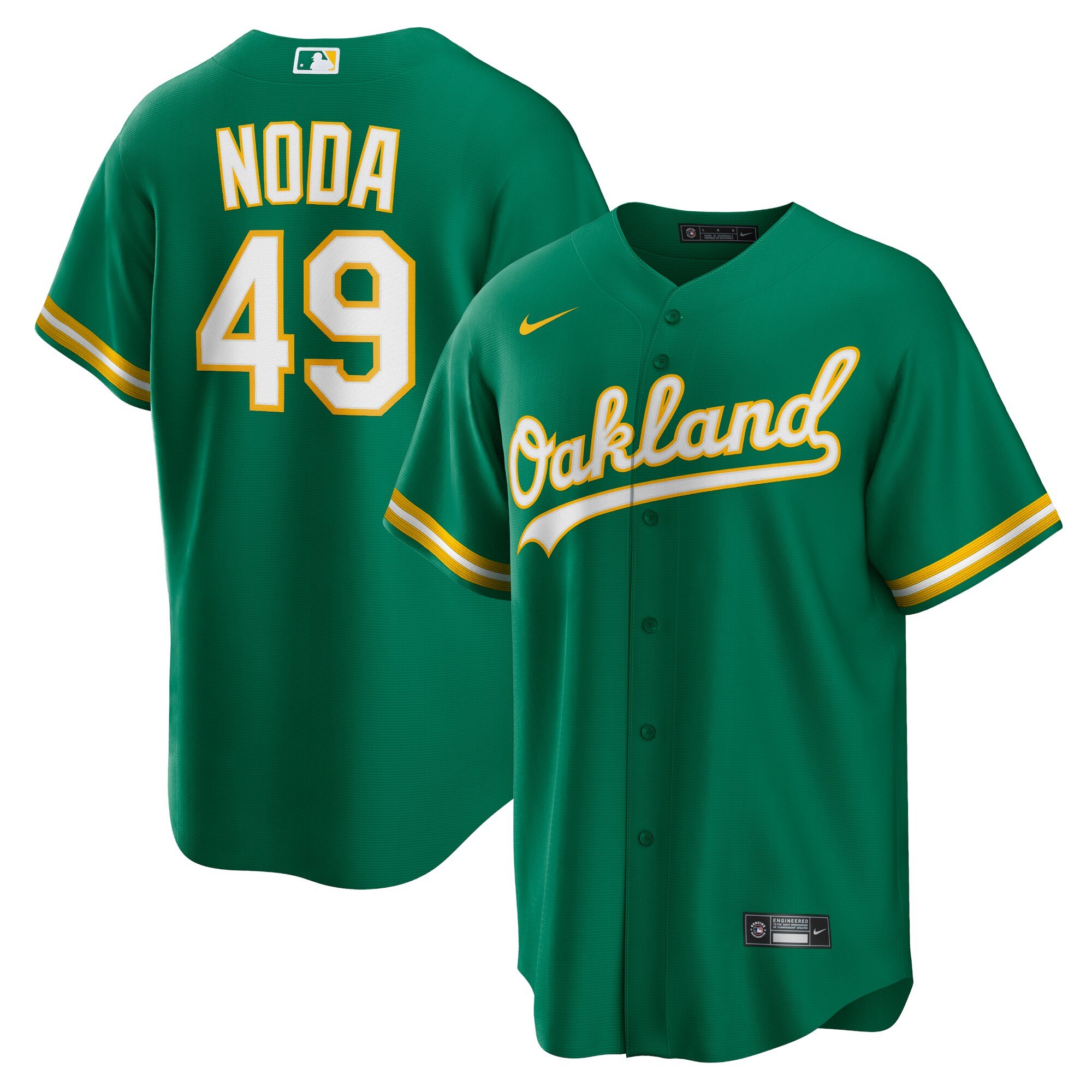 Men's Oakland Athletics Ryan Noda  Kelly Green Alternate Replica Jersey