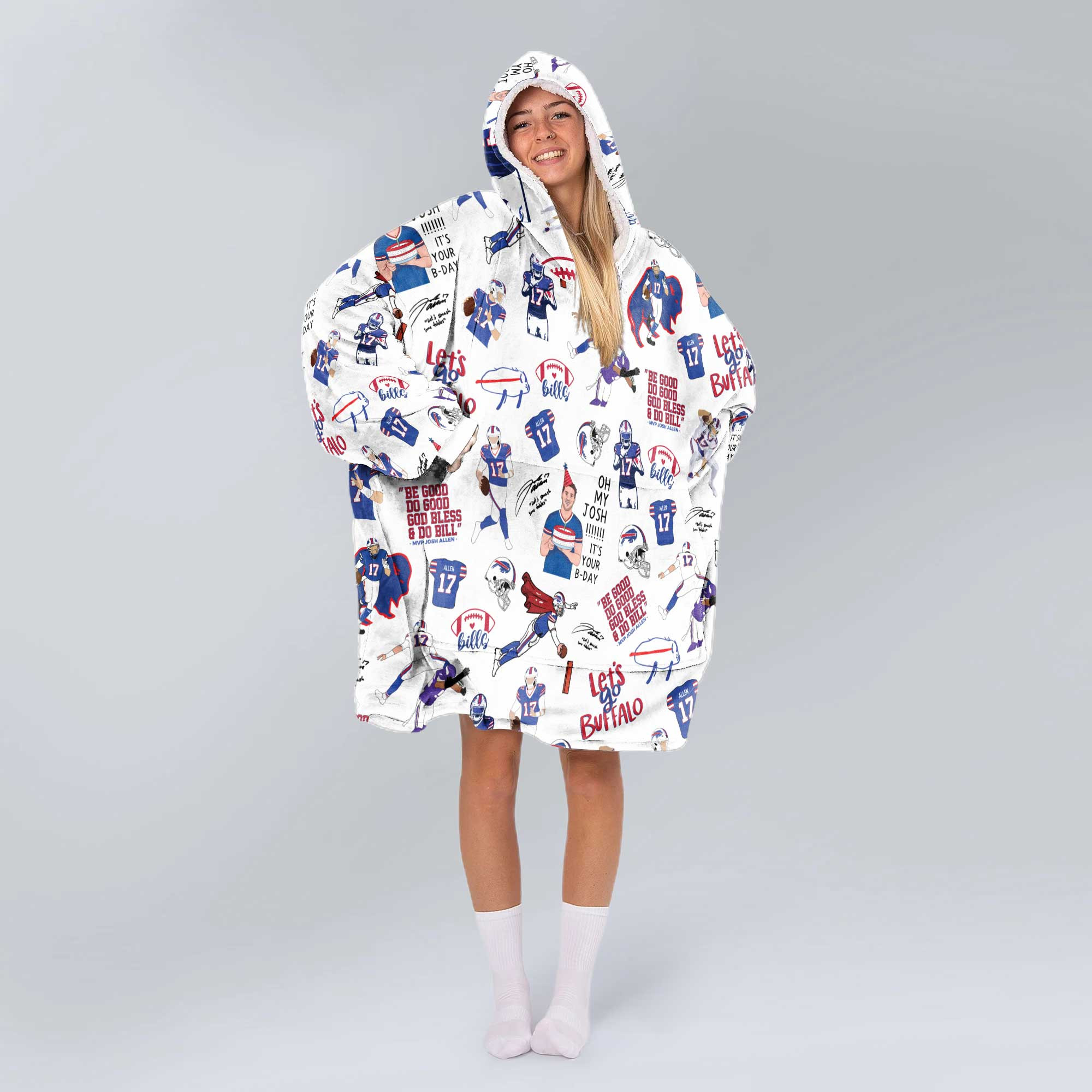 Pattern J.A 17 Buffalo Football Unisex Blanket Hoodie