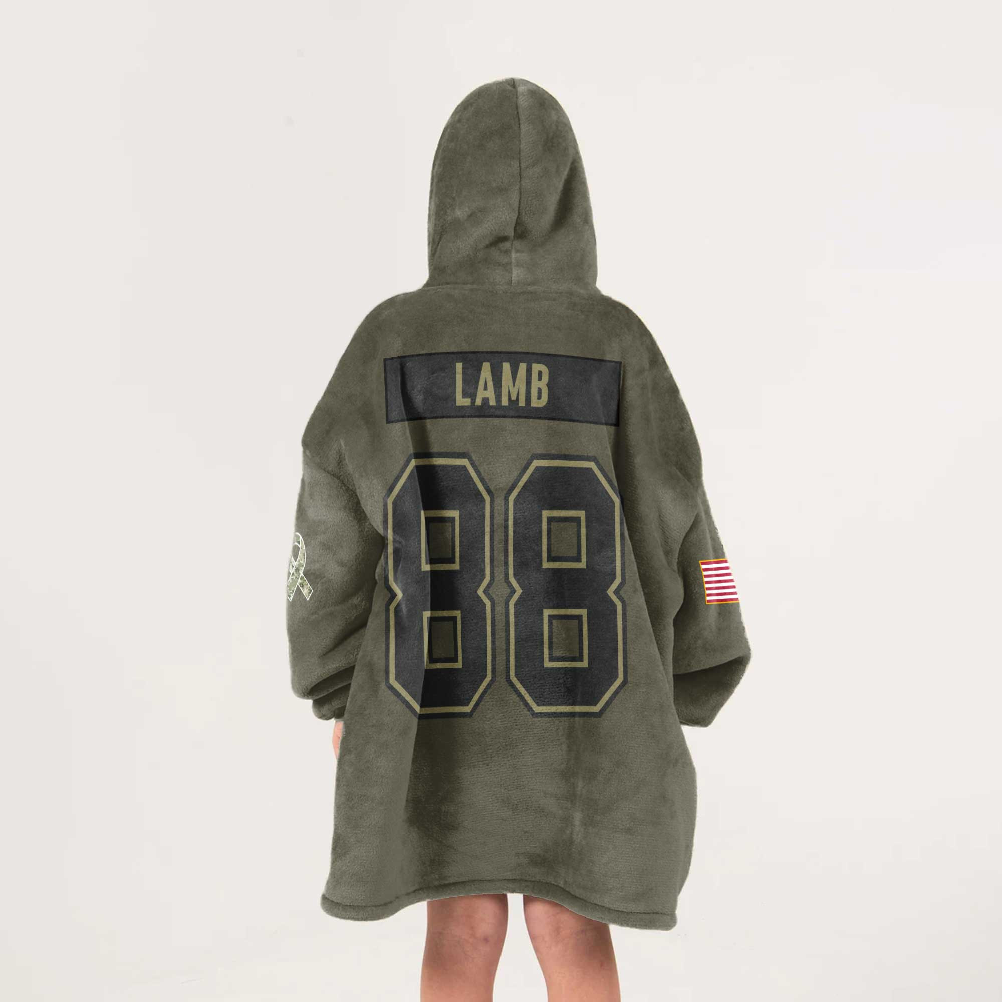 Kid C.L 88 Dallas Football Blanket Hoodie – Olive Salute to Service