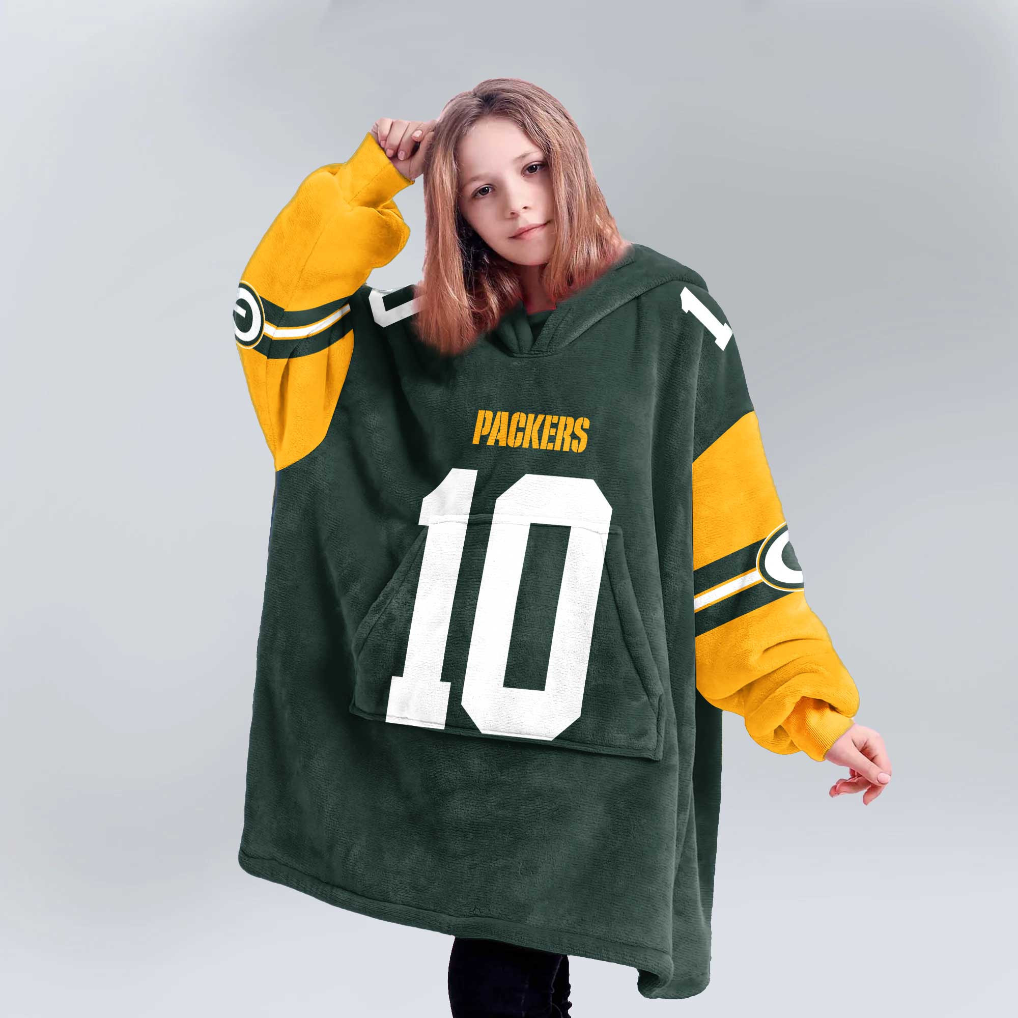 Kid J.L. 10 Green Bay Football Unisex Blanket Hoodie