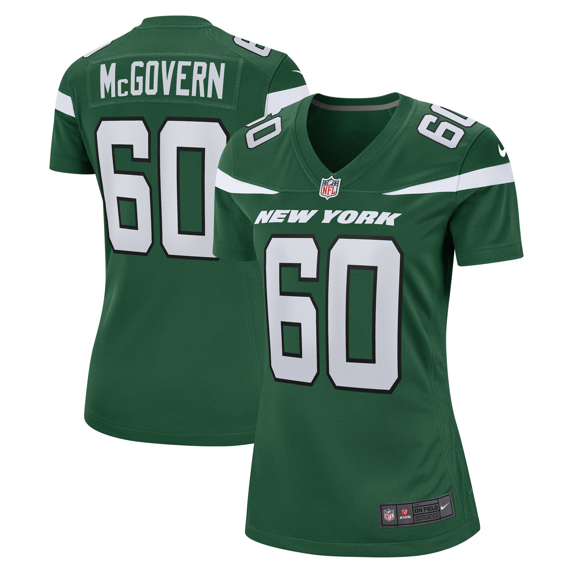 Connor McGovern New York Jets  Women's Game Jersey - Gotham Green