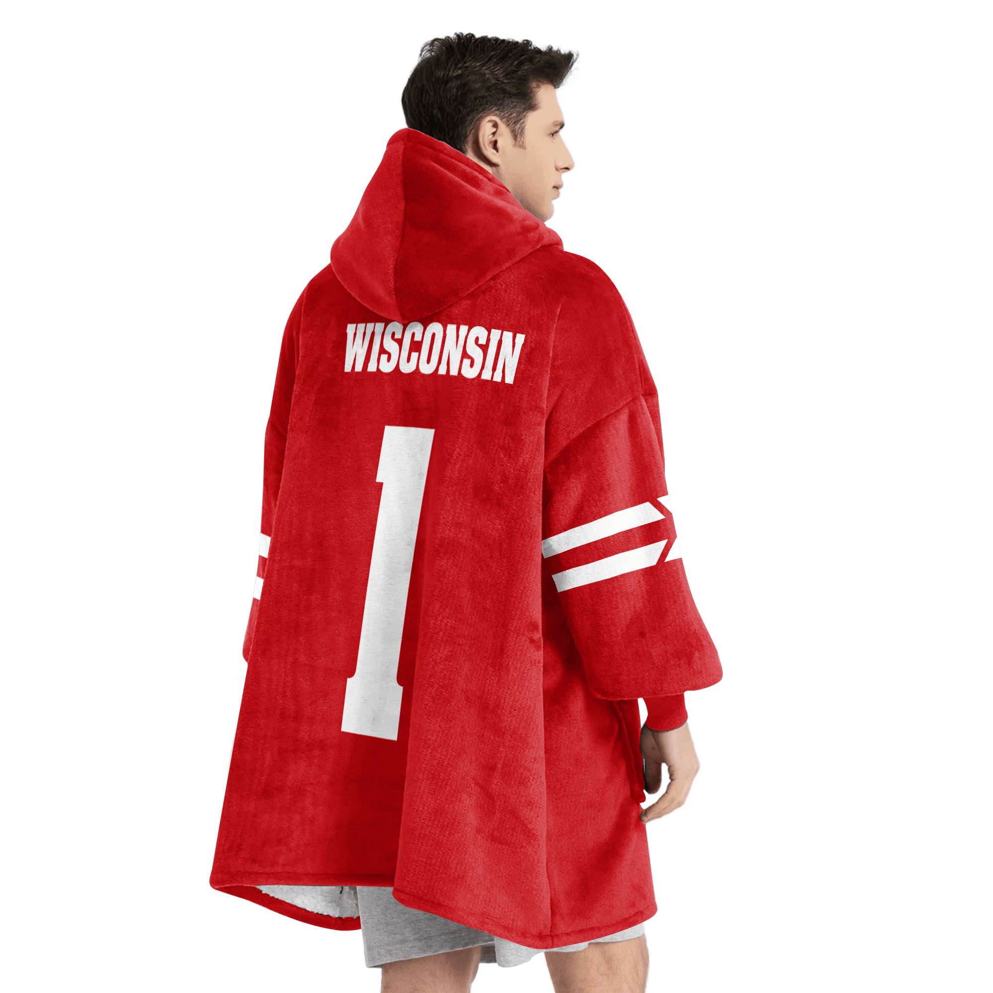 Adult #1 Wisconsin Football Unisex Blanket Hoodie