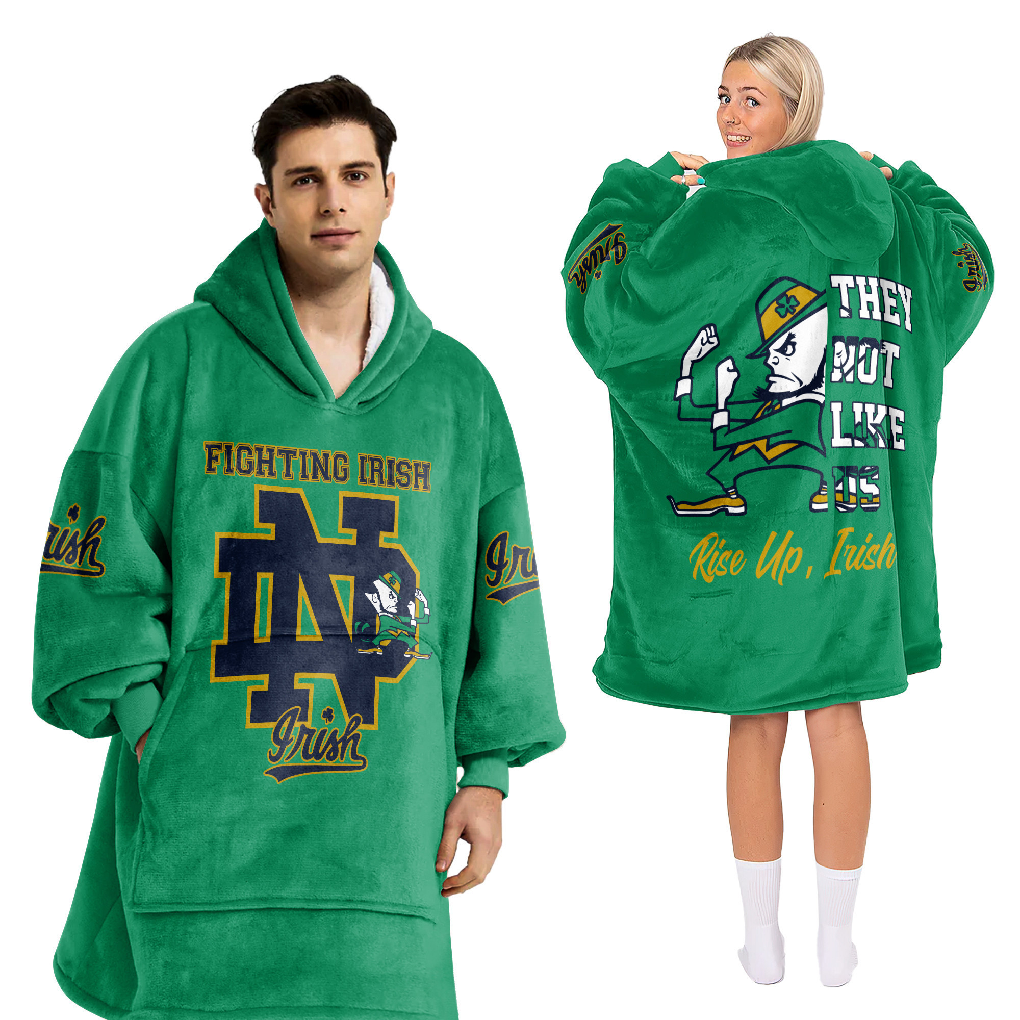 Adult Notre Dame Football Unisex Blanket Hoodie