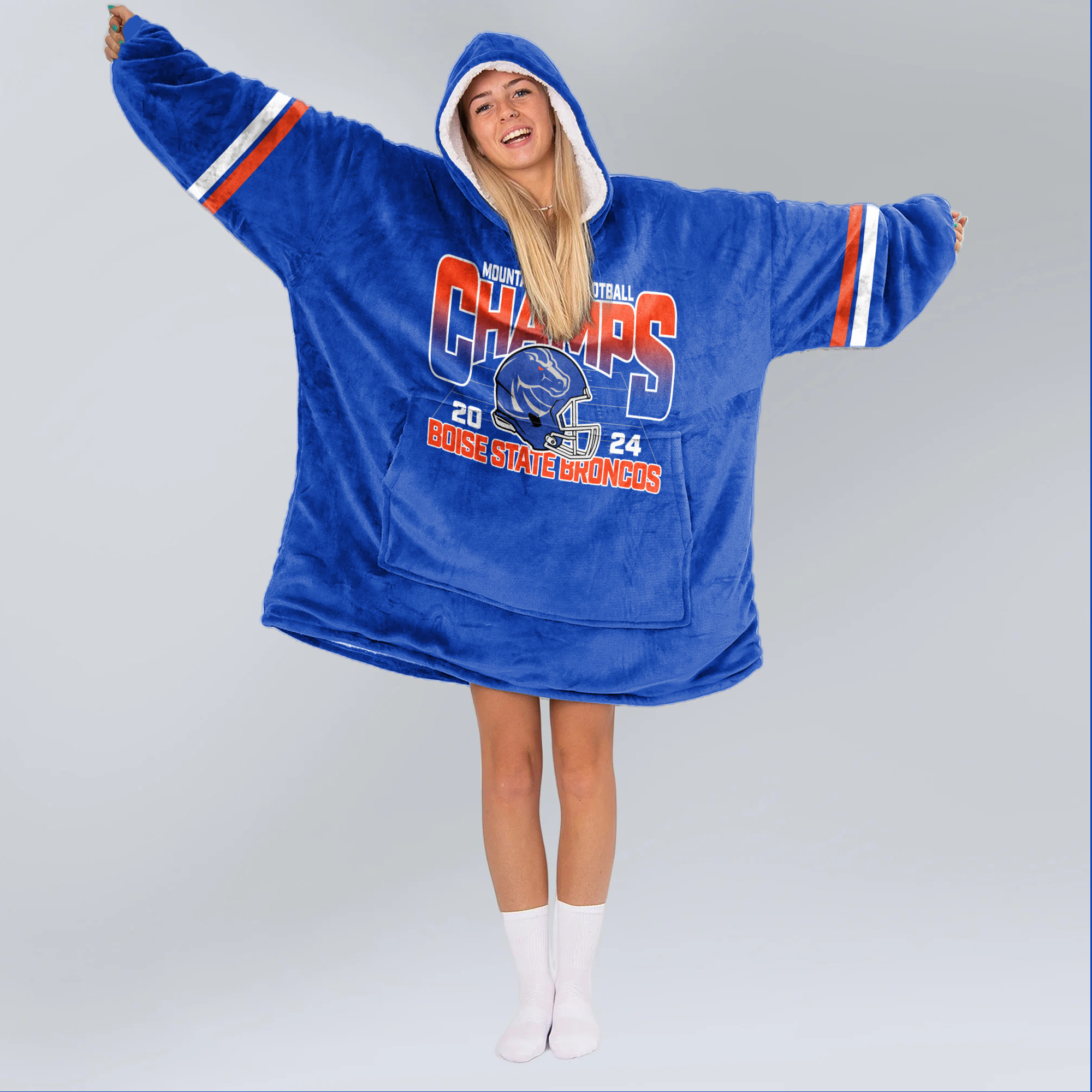 Adult Boise State Football Unisex Blanket Hoodie