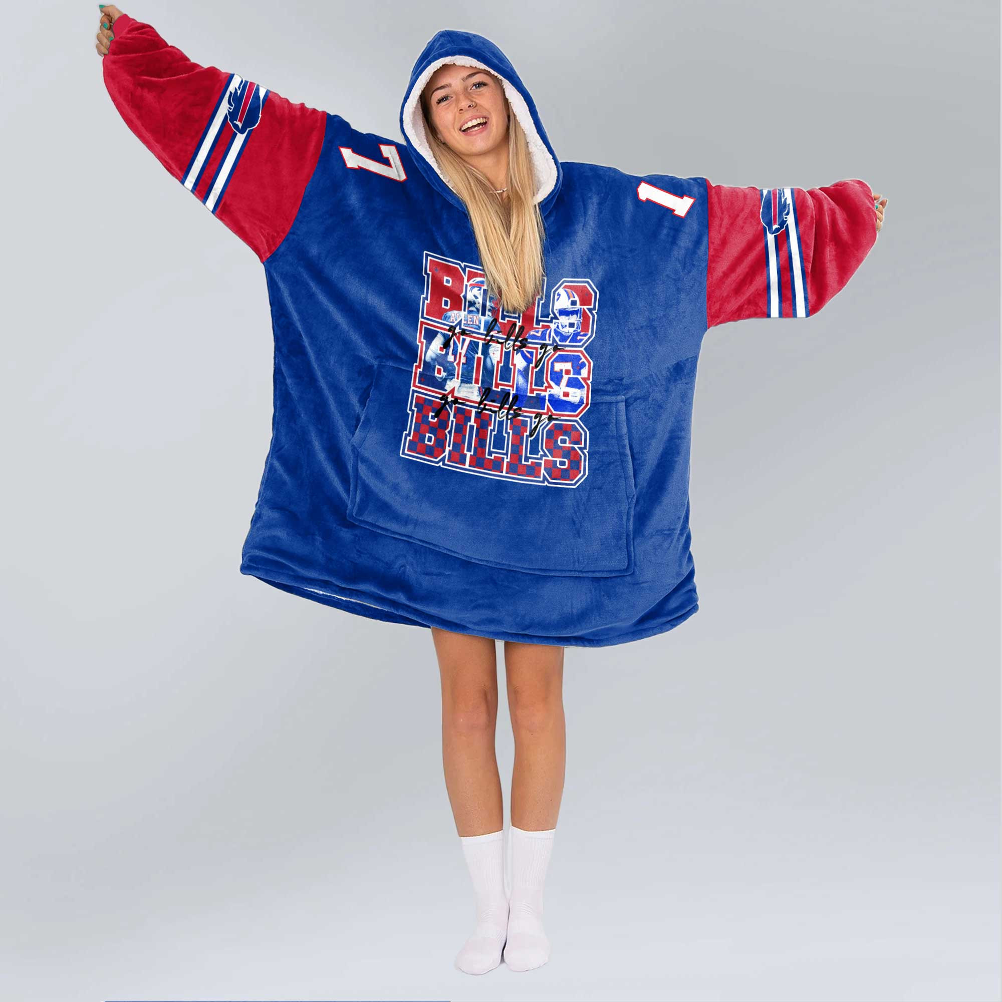 Adult Buffalo Football Unisex Blanket Hoodie