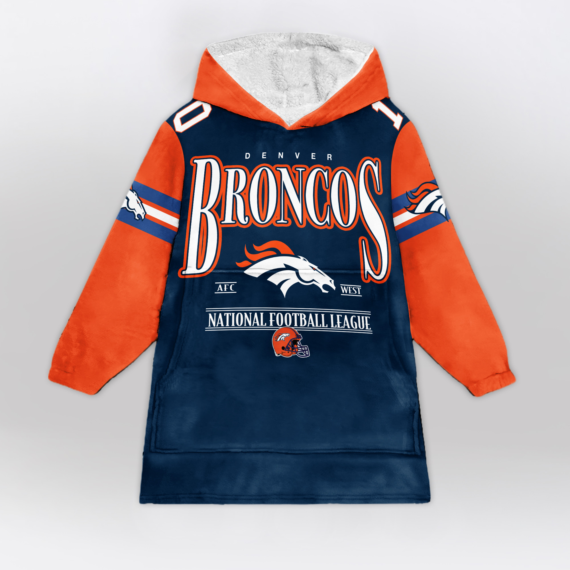 Adult 10 Denver Football Unisex Blanket Hoodie