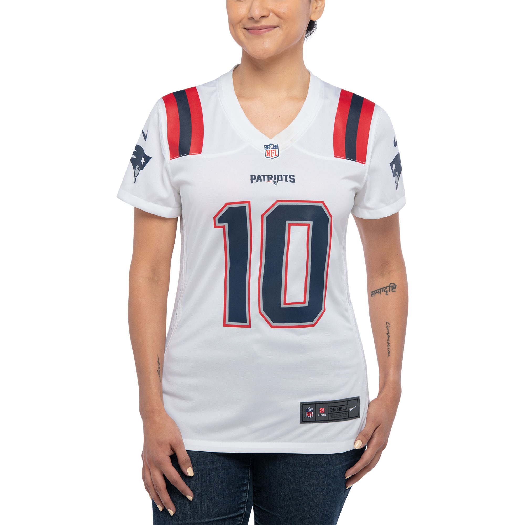 Mac Jones New England Patriots  Women's Player Game Jersey - White