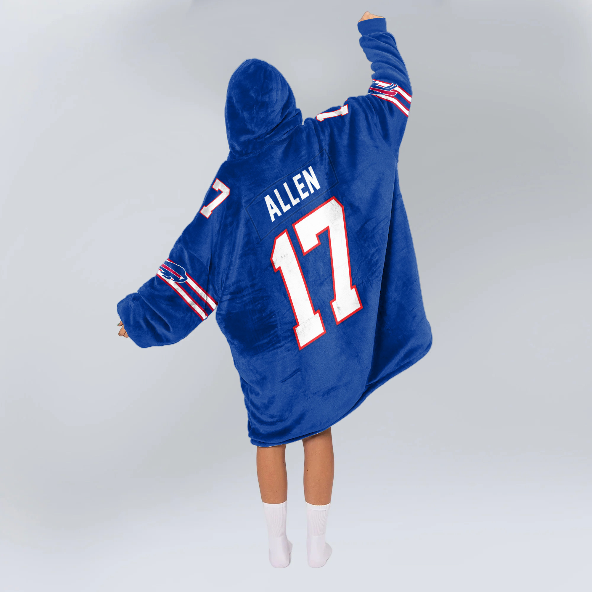 Adult 17 Buffalo Football Unisex Blanket Hoodie