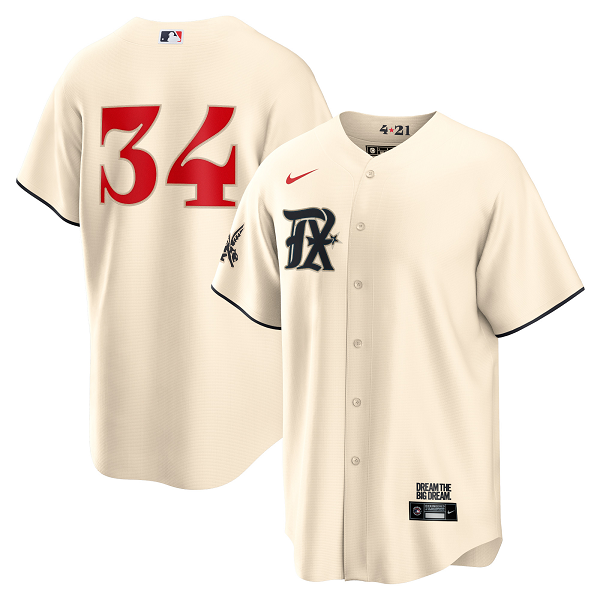 Men's Texas Rangers Nolan Ryan #34  Cream 2023 City Connect Cool Base Player Jersey