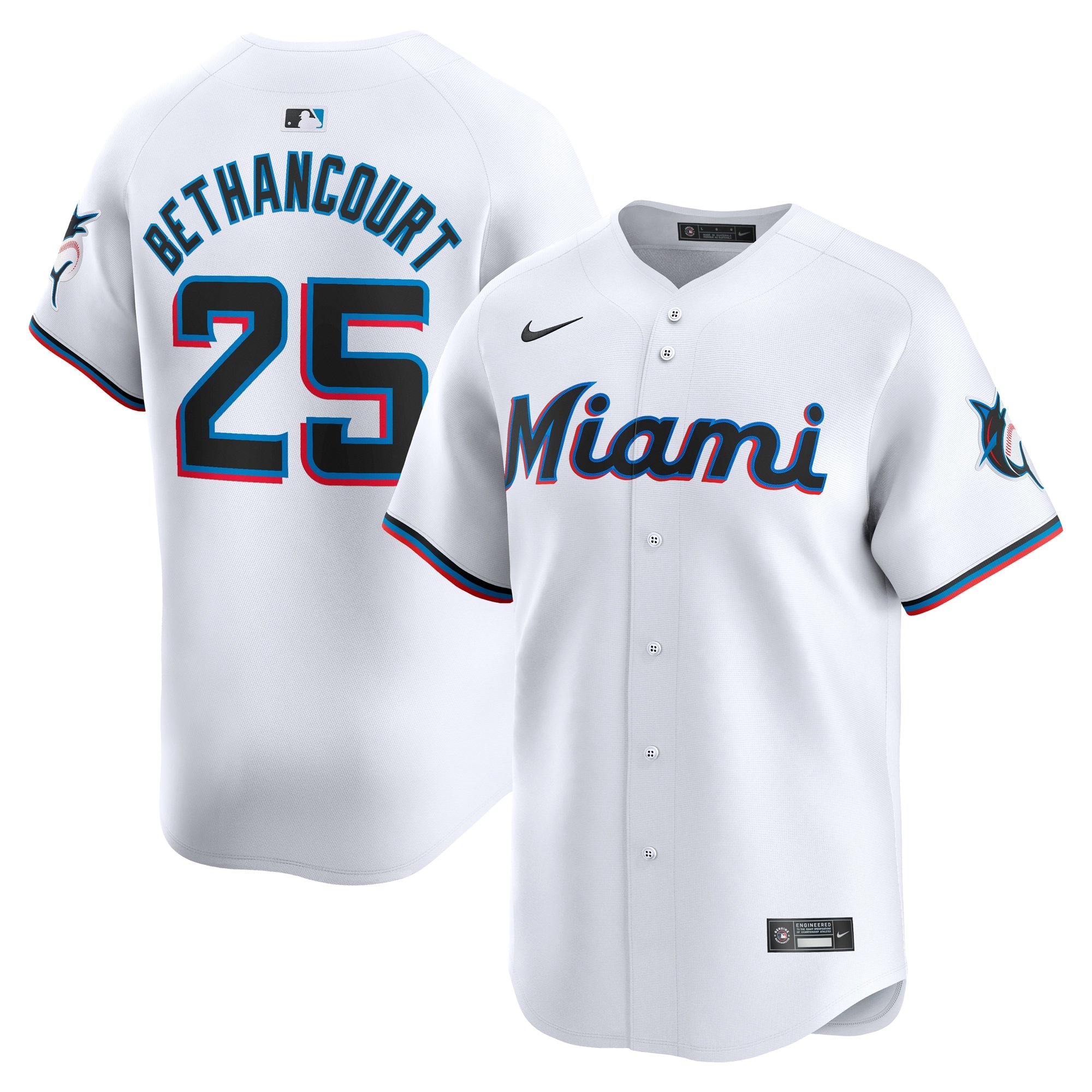 Men's Miami Marlins Christian Bethancourt  White Home Limited Player Jersey