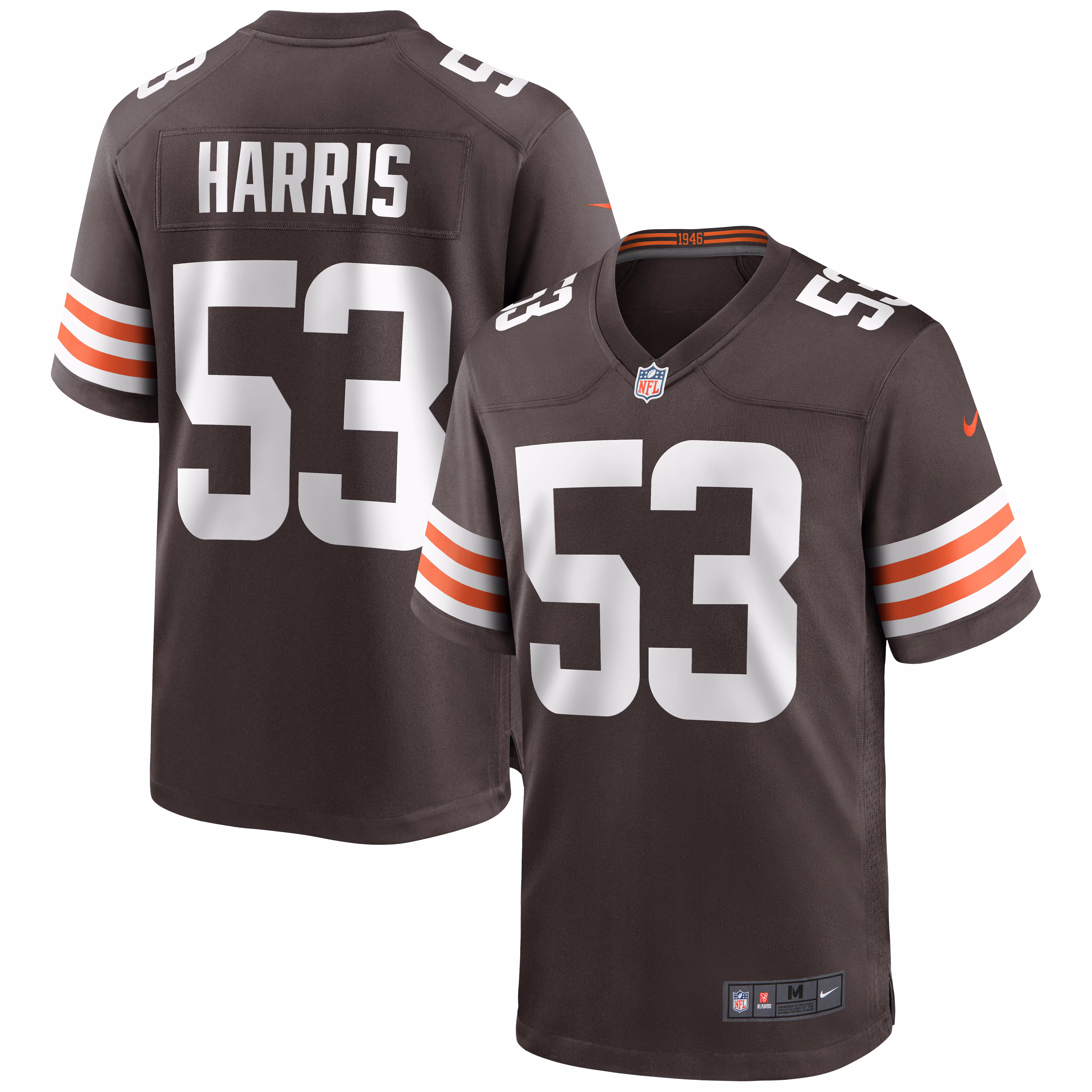 Nick Harris Cleveland Browns Game Jersey - Brown