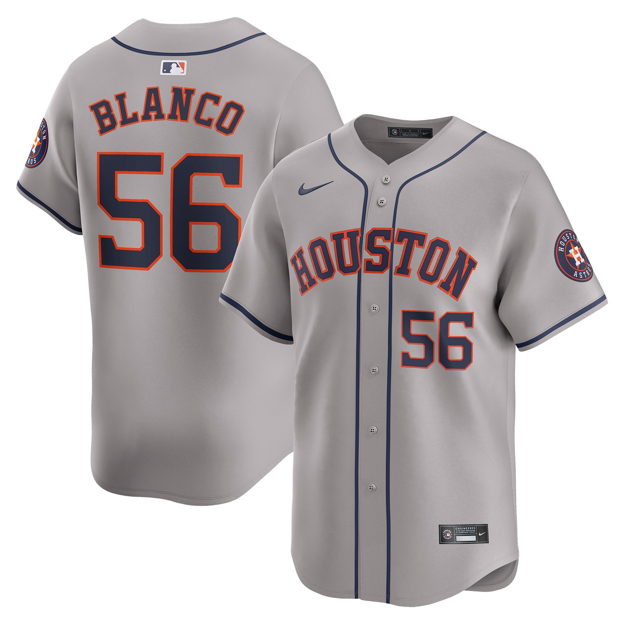 Men's Houston Astros Ronel Blanco  Gray Away Limited Player Jersey