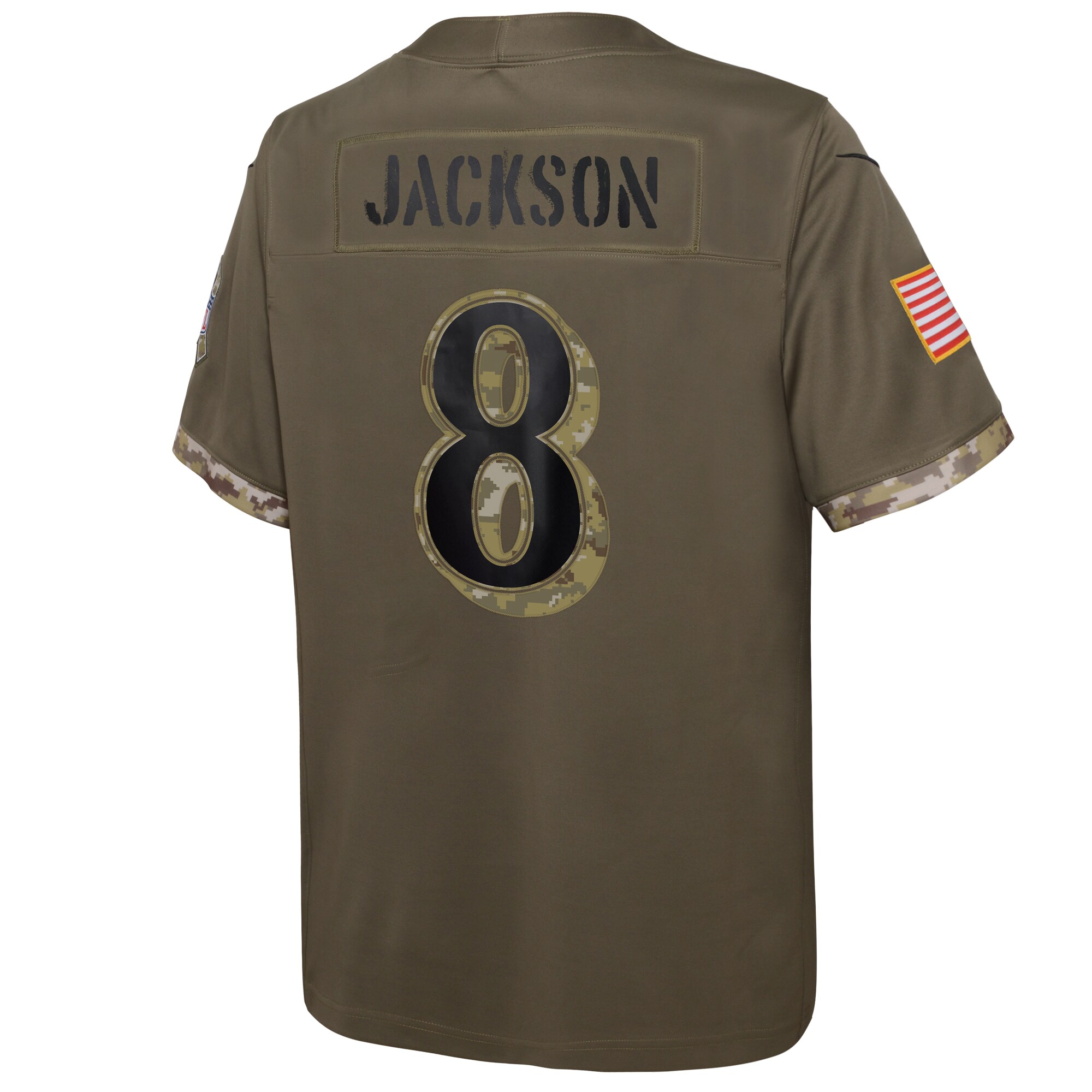 Lamar Jackson Baltimore Ravens  Youth 2022 Salute To Service Player Limited Jersey - Olive