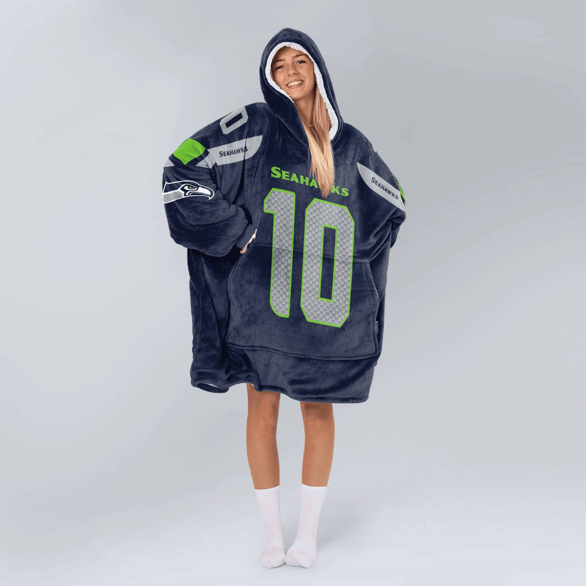 Adult 10 Seattle Football Unisex Blanket Hoodie
